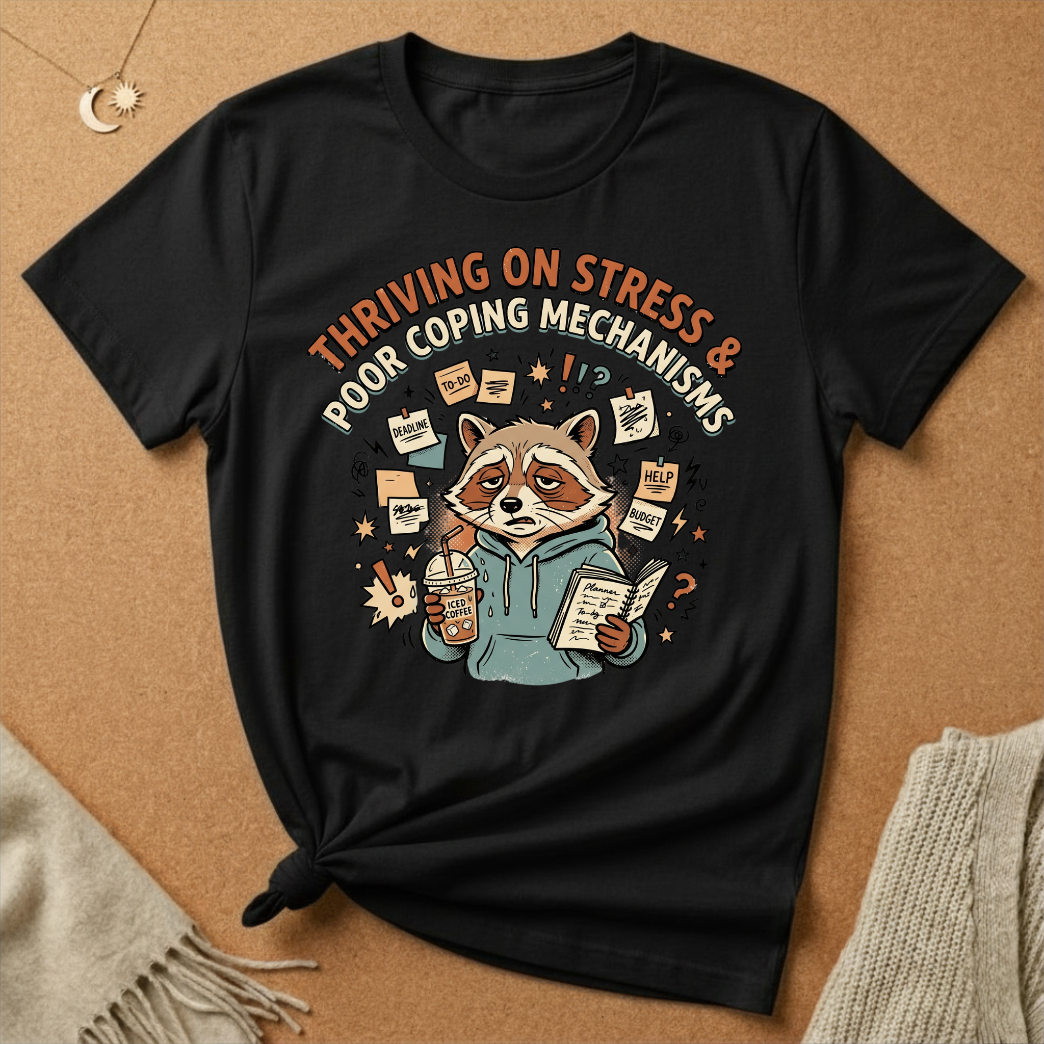 Thriving on Stress and Poor Coping Mechanisms Racoon Tee