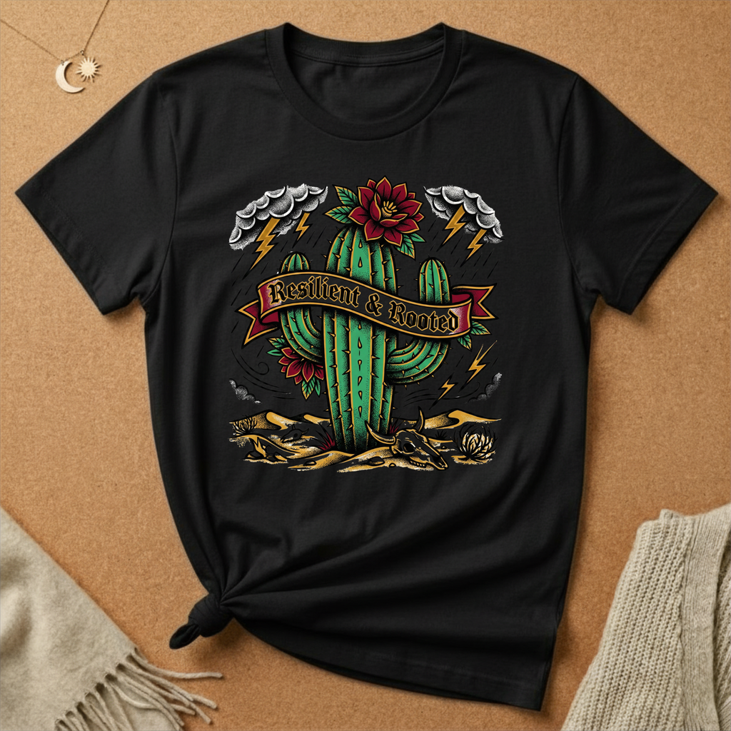 Resilient and Rooted with cactus Tee