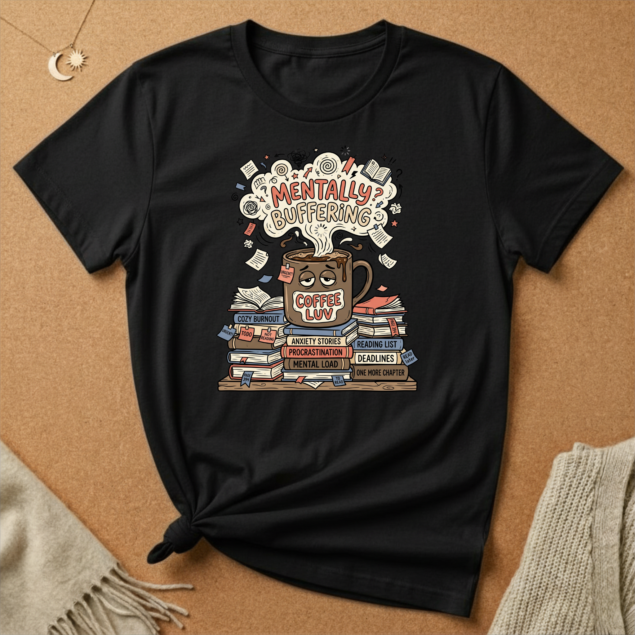 Mentally Buffering with Books Tee