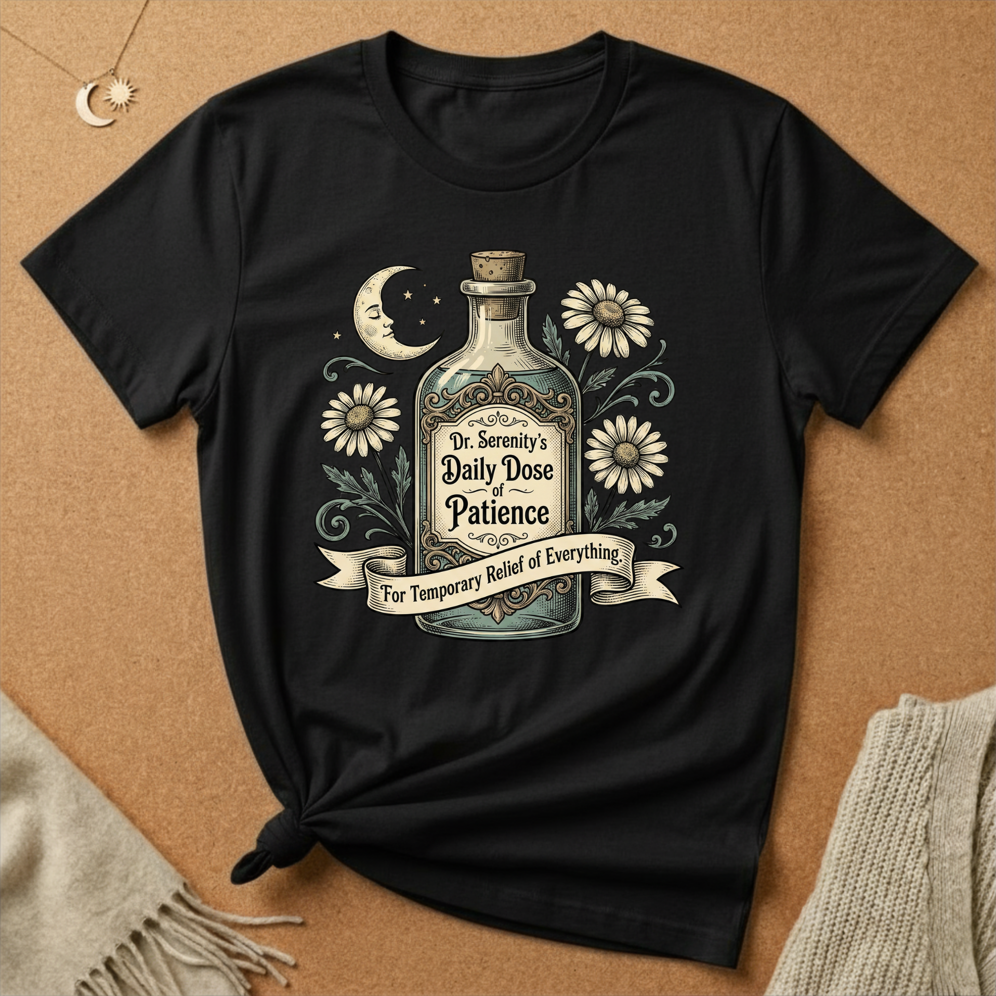 Daily Dose of Patience Apothecary Bottle Tee
