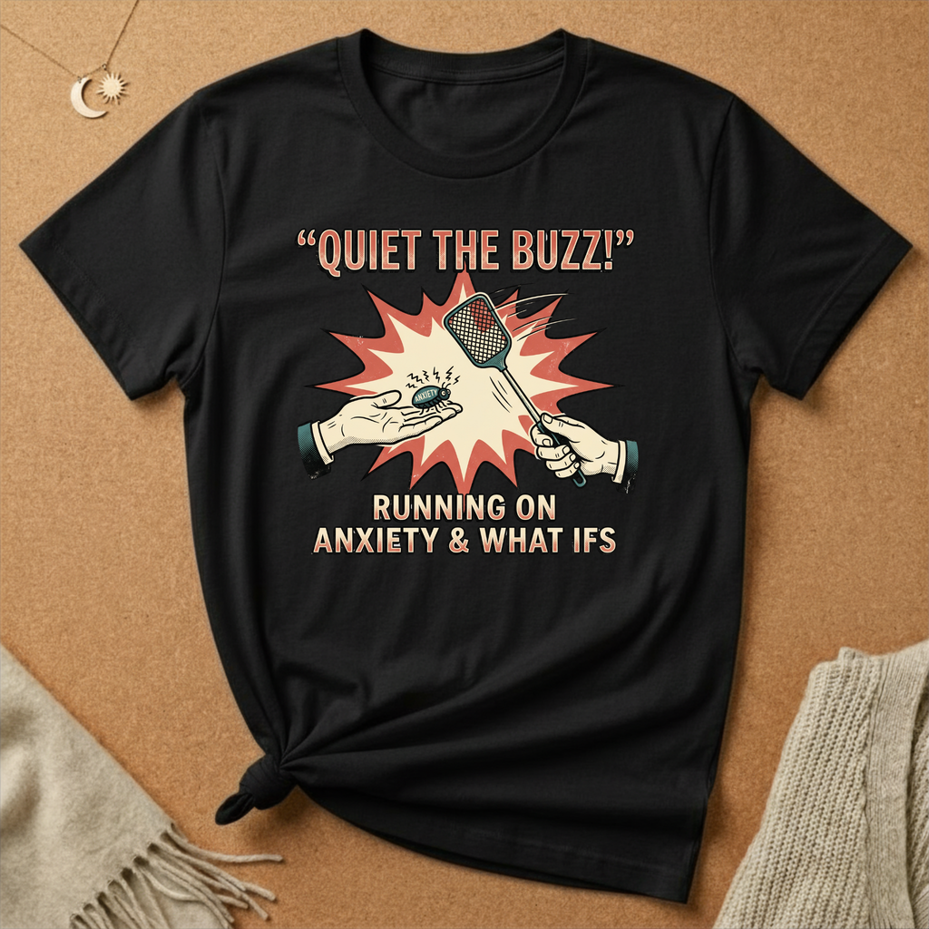 Quiet the Buzz! Running On Anxiety and What Ifs Tee