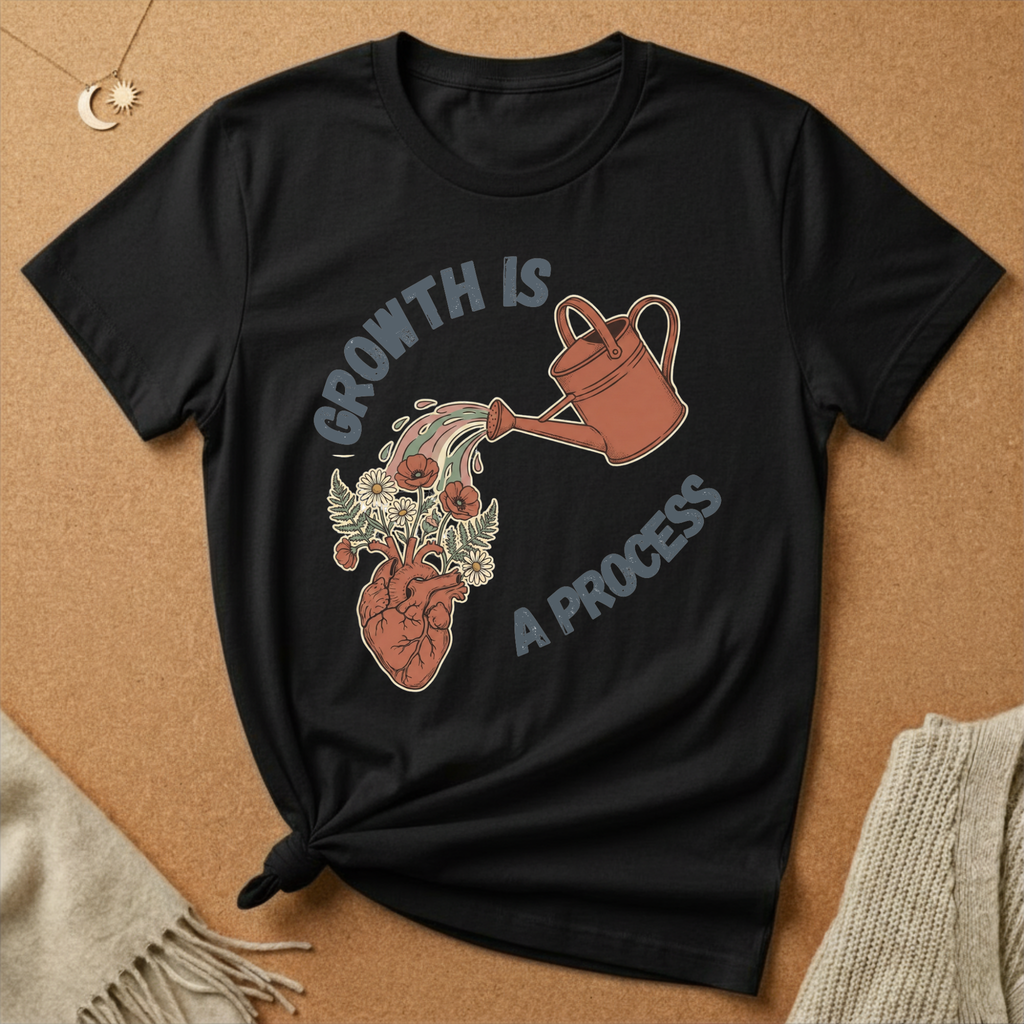 Growth Is a Process with heart and watering can Tee