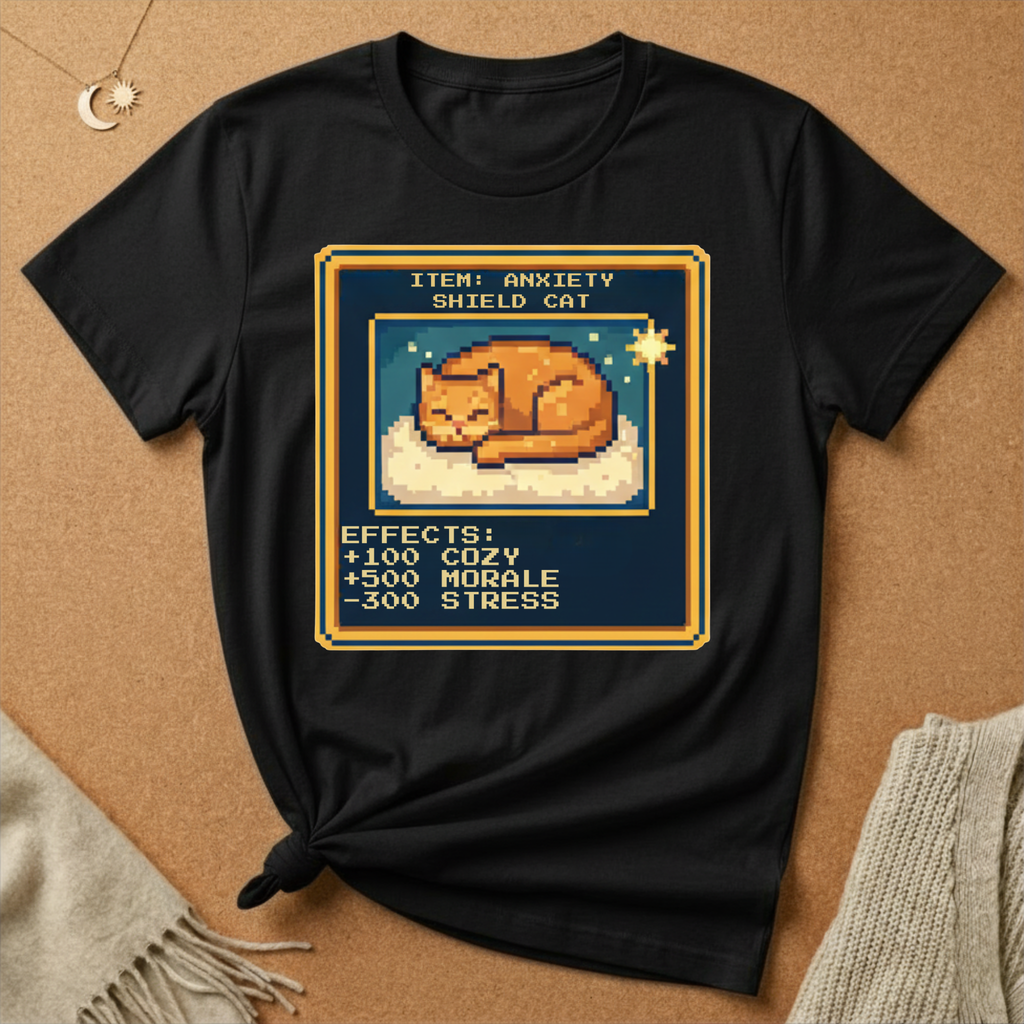 Anxiety Shield Cat Gamer Tee