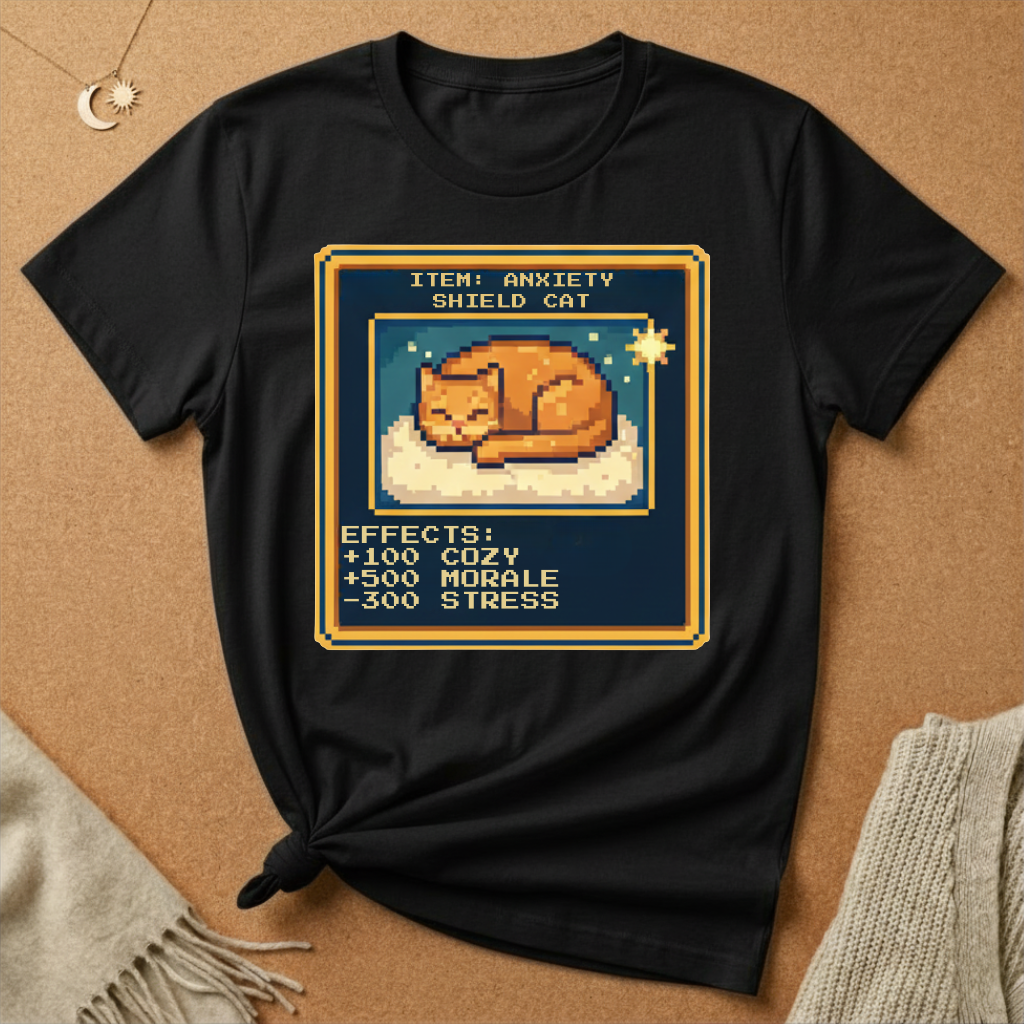Anxiety Shield Cat Gamer Tee
