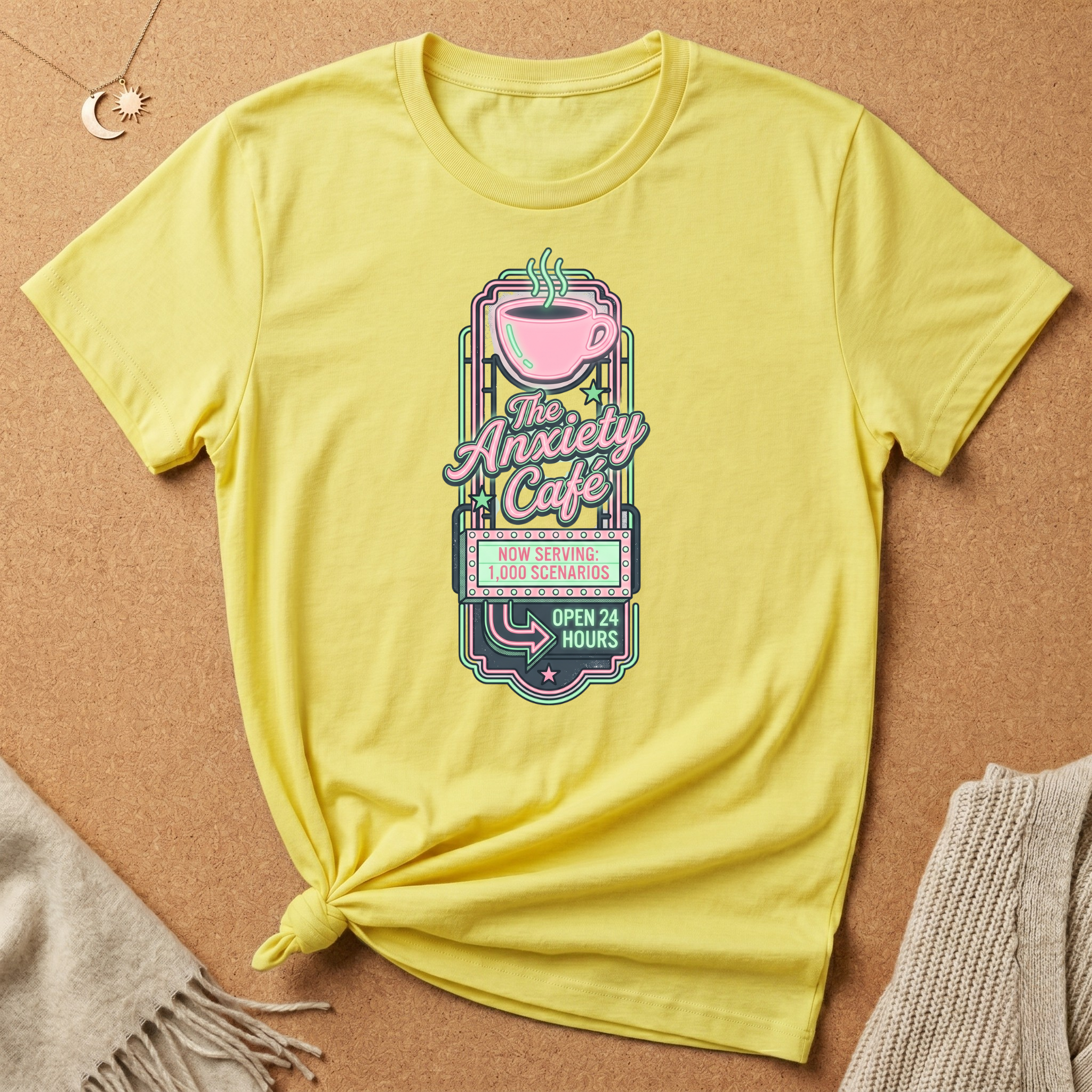 The Anxiety Cafe Neon Sign Tee