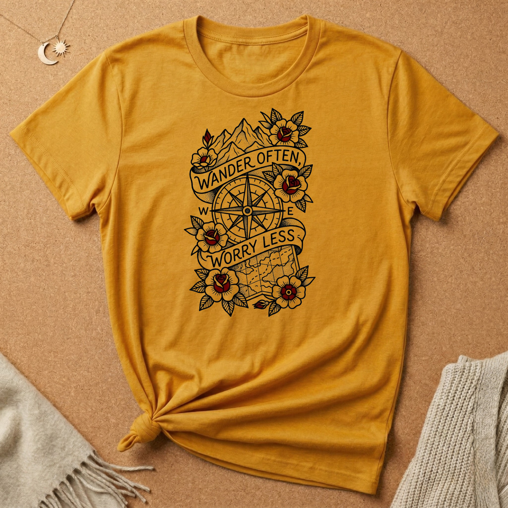 Wonder Often, Worry Less Compass Tee