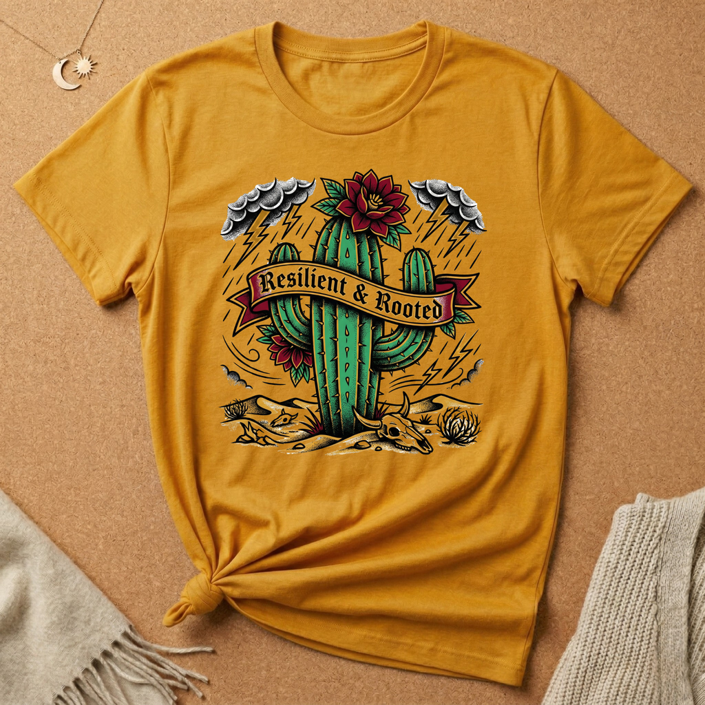 Resilient and Rooted with cactus Tee