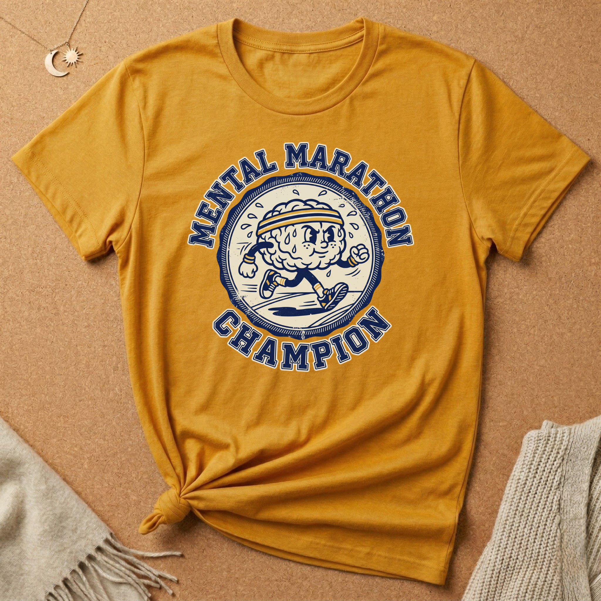 Mental Marathon Champion Brain Badge Tee