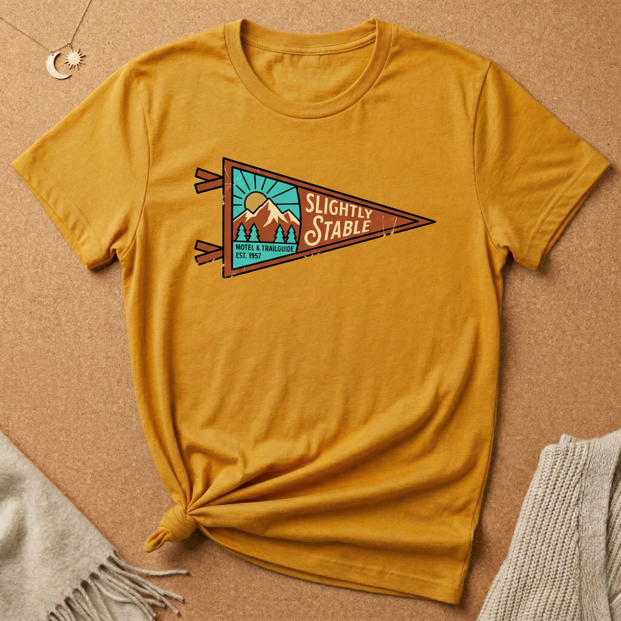 Slightly Stable with Mountains Flag Tee