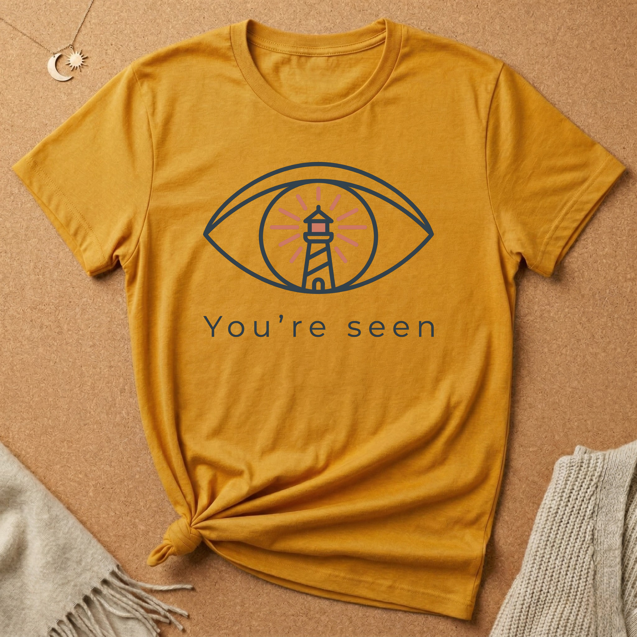 You're Seen Eye with Lighthouse Enneagram Four Core Want Tee