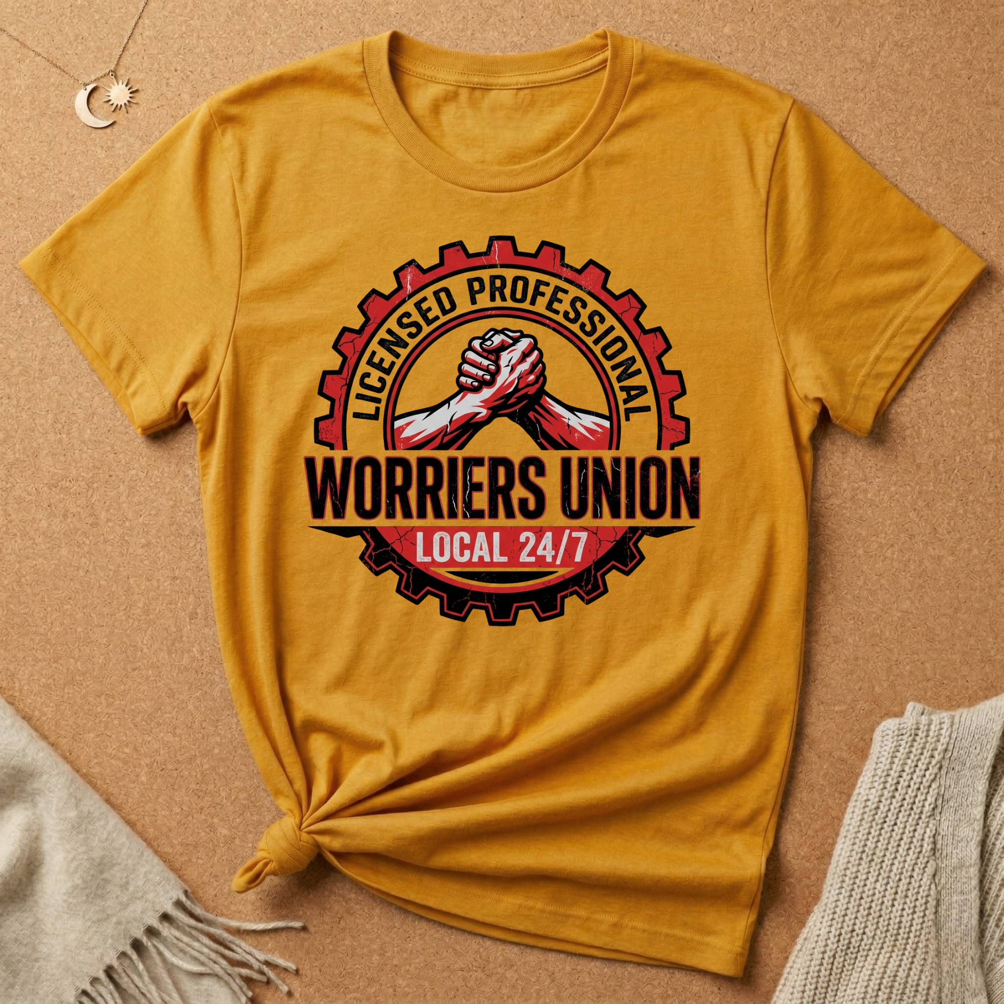 Licensed Professional Worrier's Union Local 24/7 Badge Tee