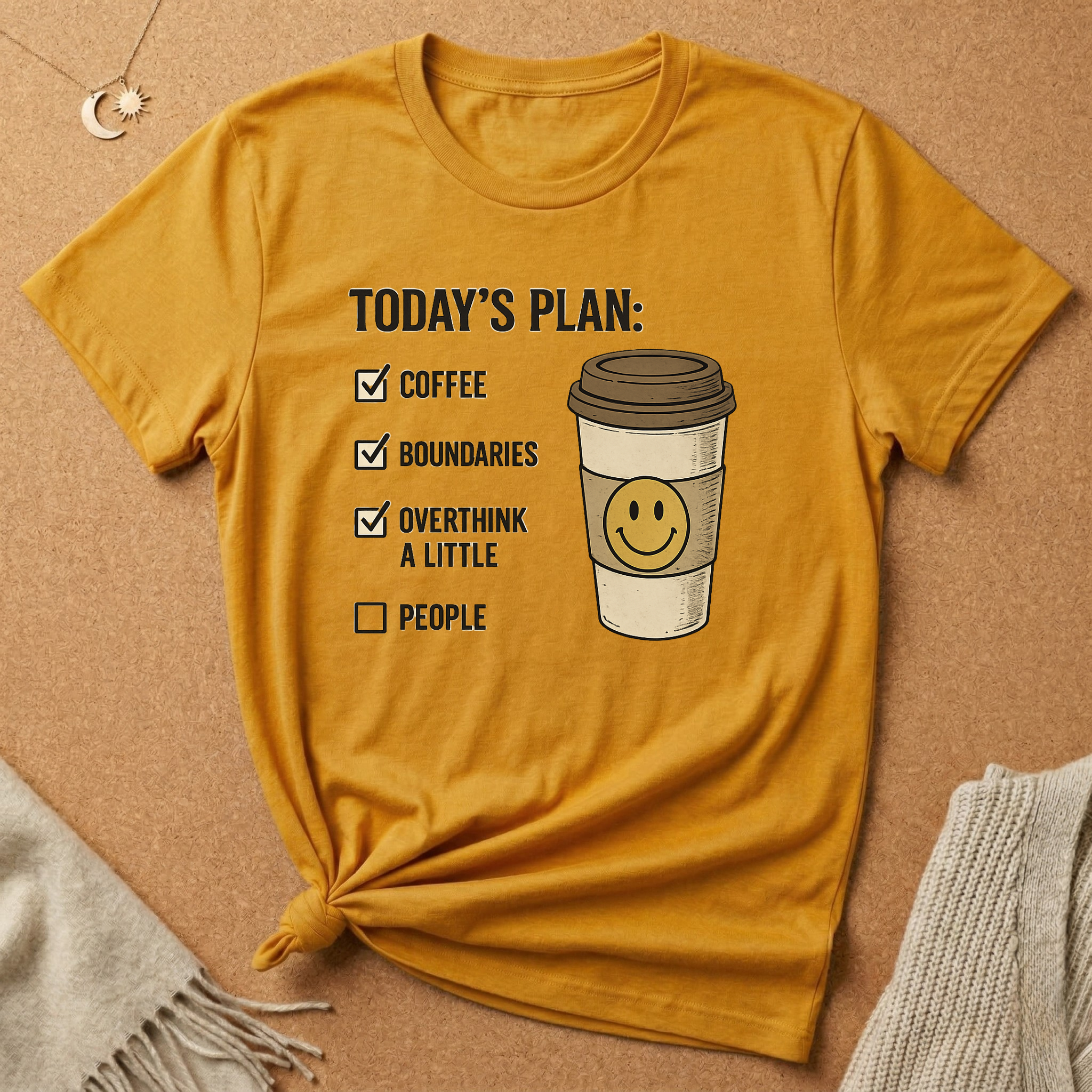 Today's Plan: Coffee Boundaries Overthink Tee