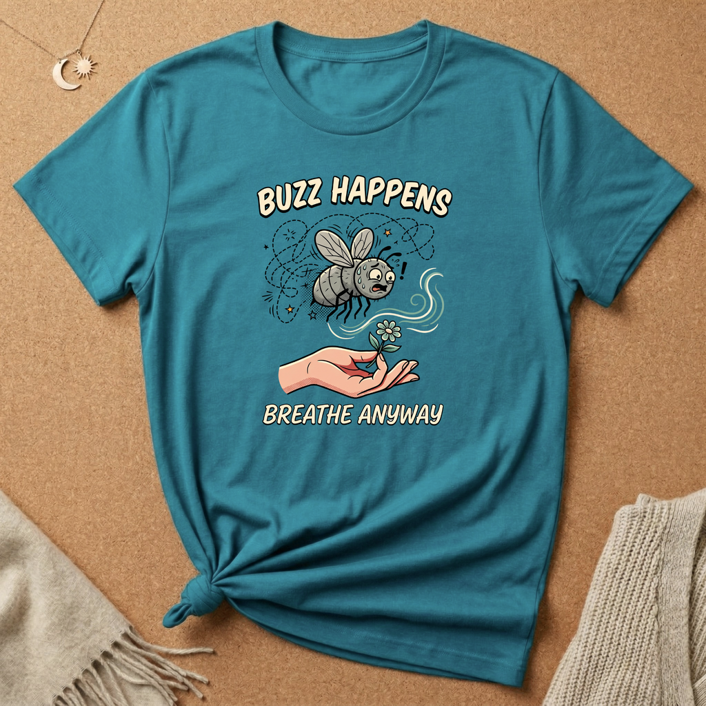 Buzz Happens Breathe Anyway Anxious Fly Tee