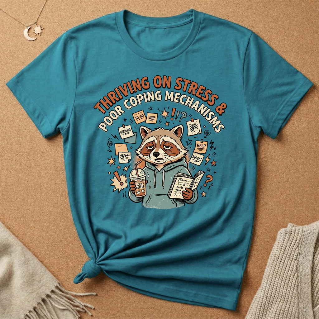 Thriving on Stress and Poor Coping Mechanisms Racoon Tee