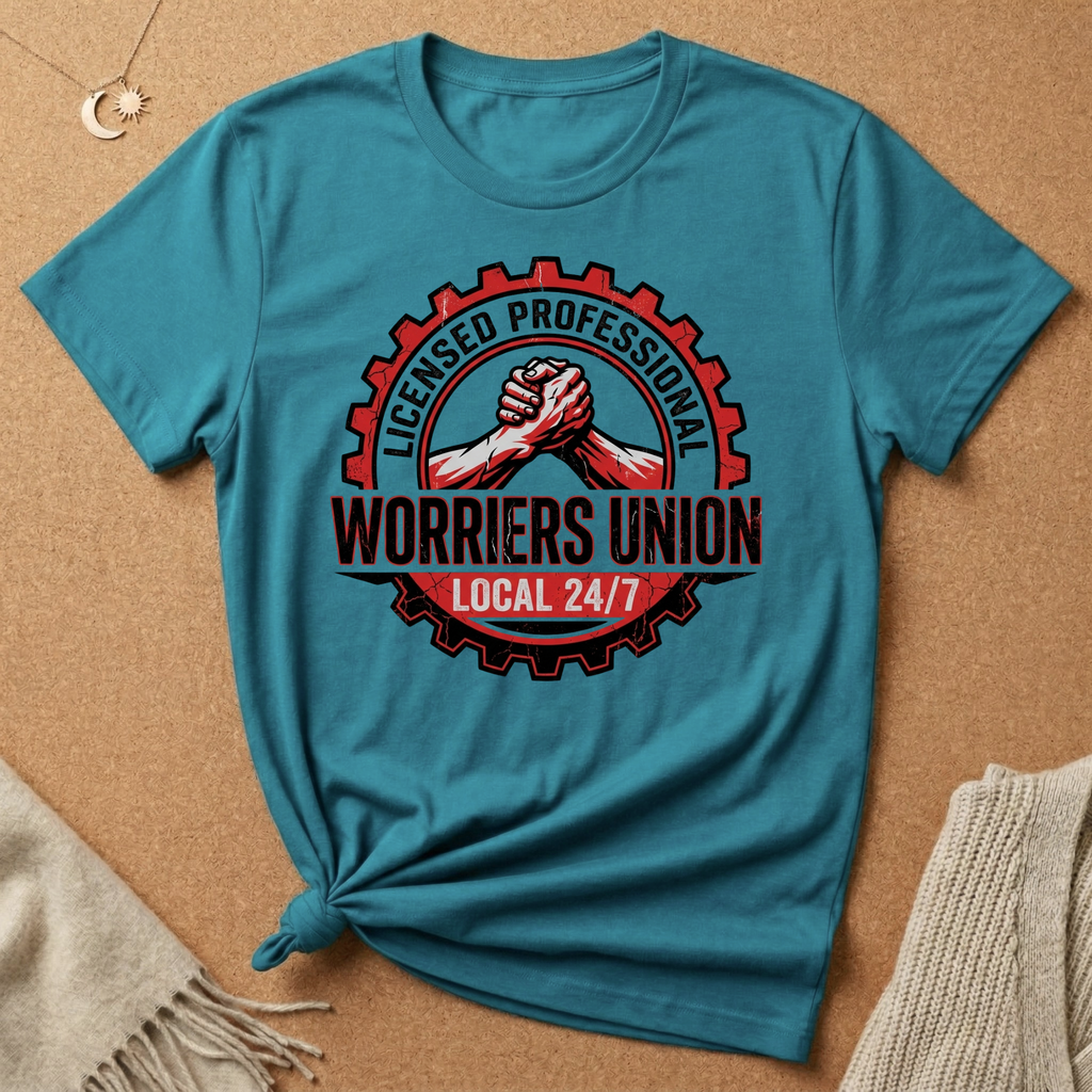 Licensed Professional Worrier's Union Local 24/7 Badge Tee
