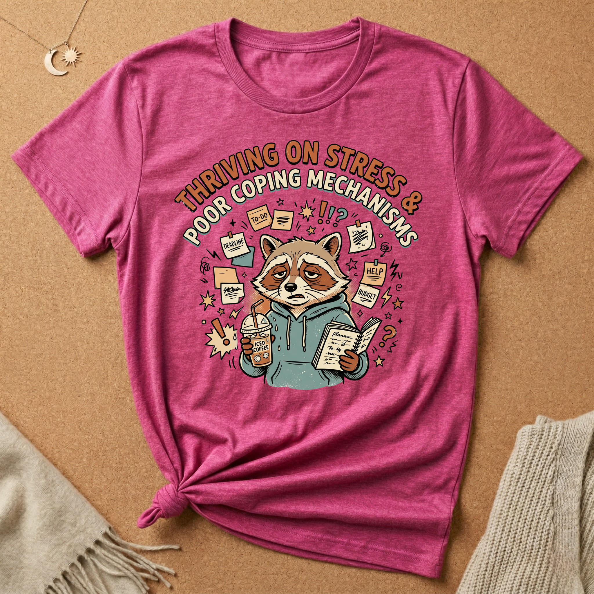 Thriving on Stress and Poor Coping Mechanisms Racoon Tee