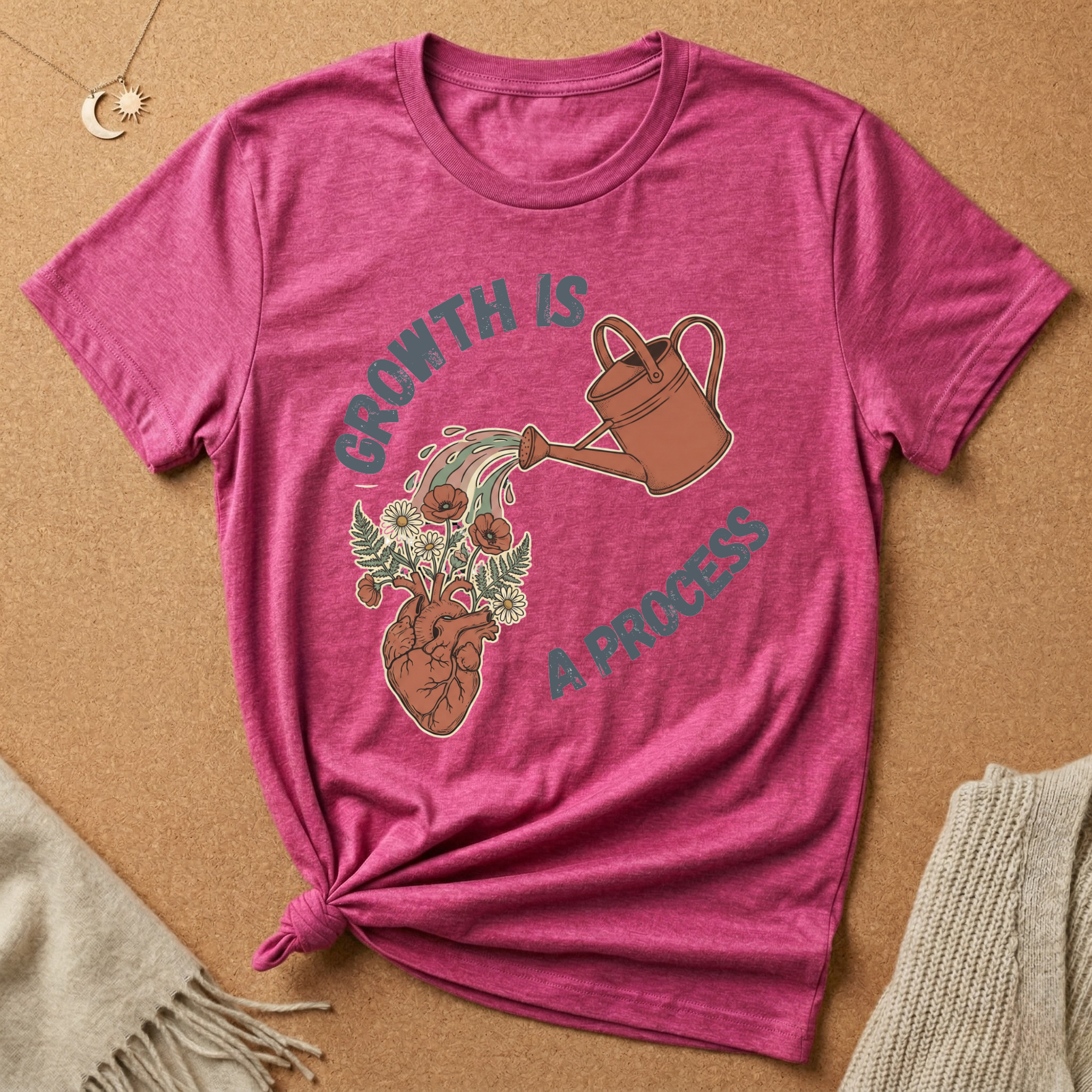 Growth Is a Process with heart and watering can Tee