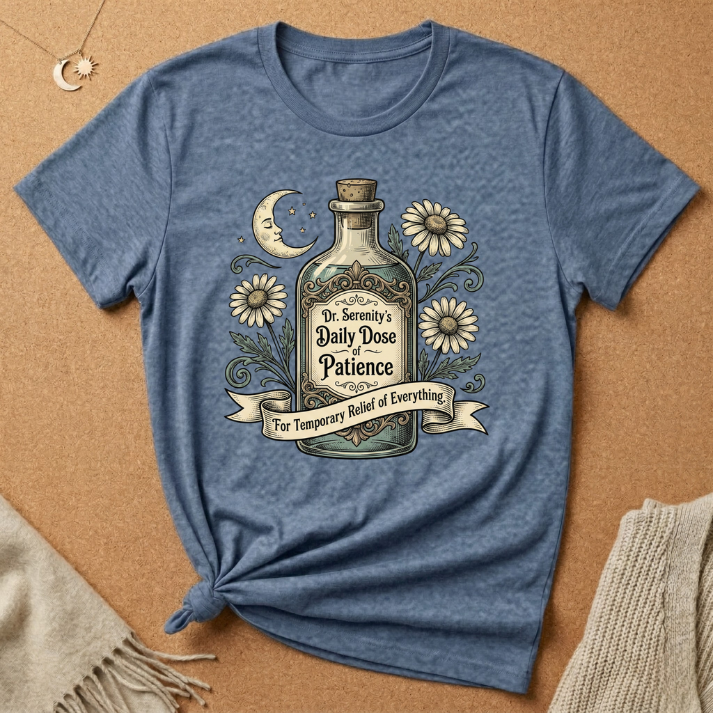 Daily Dose of Patience Apothecary Bottle Tee