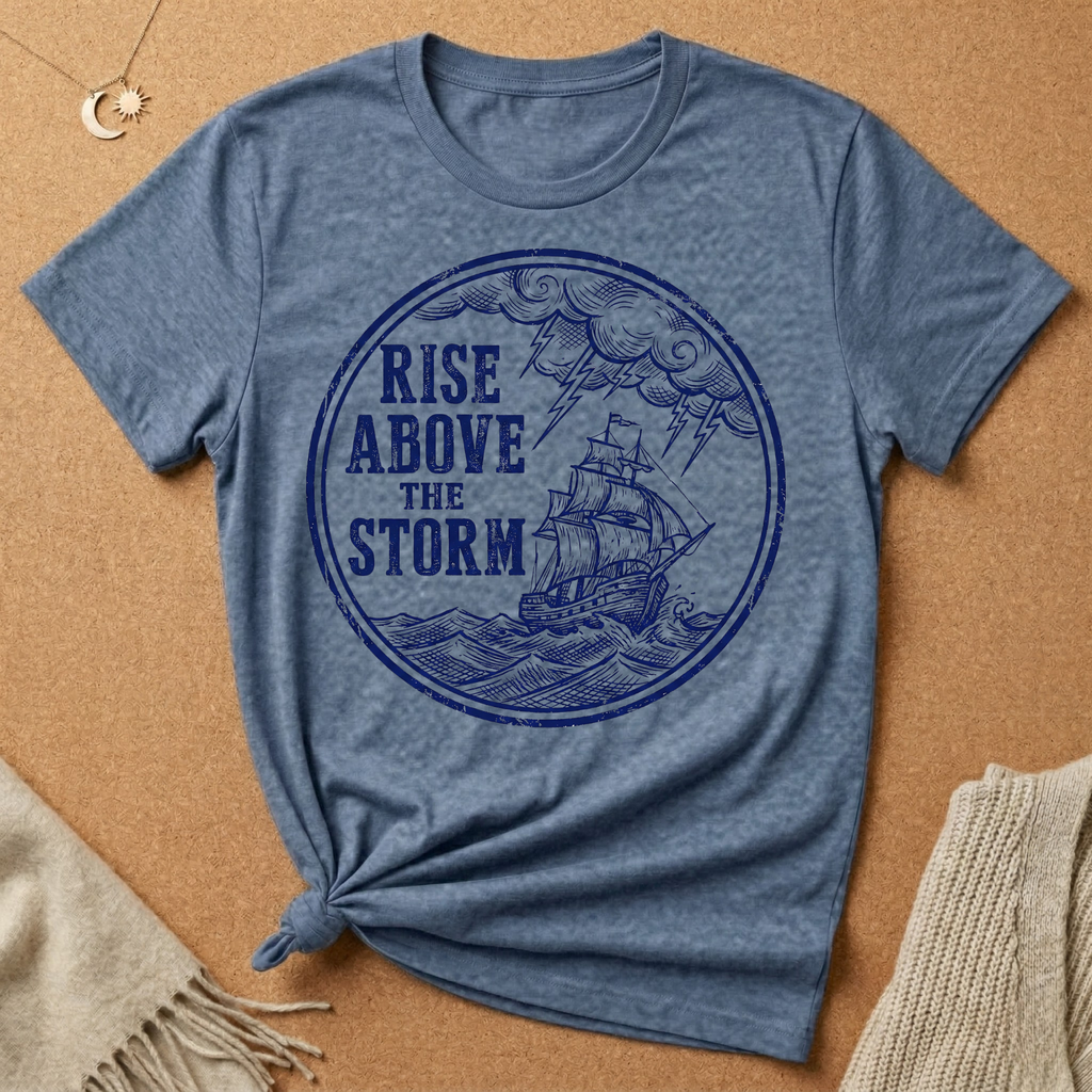 Rise Above the Storm with boat and storm Tee
