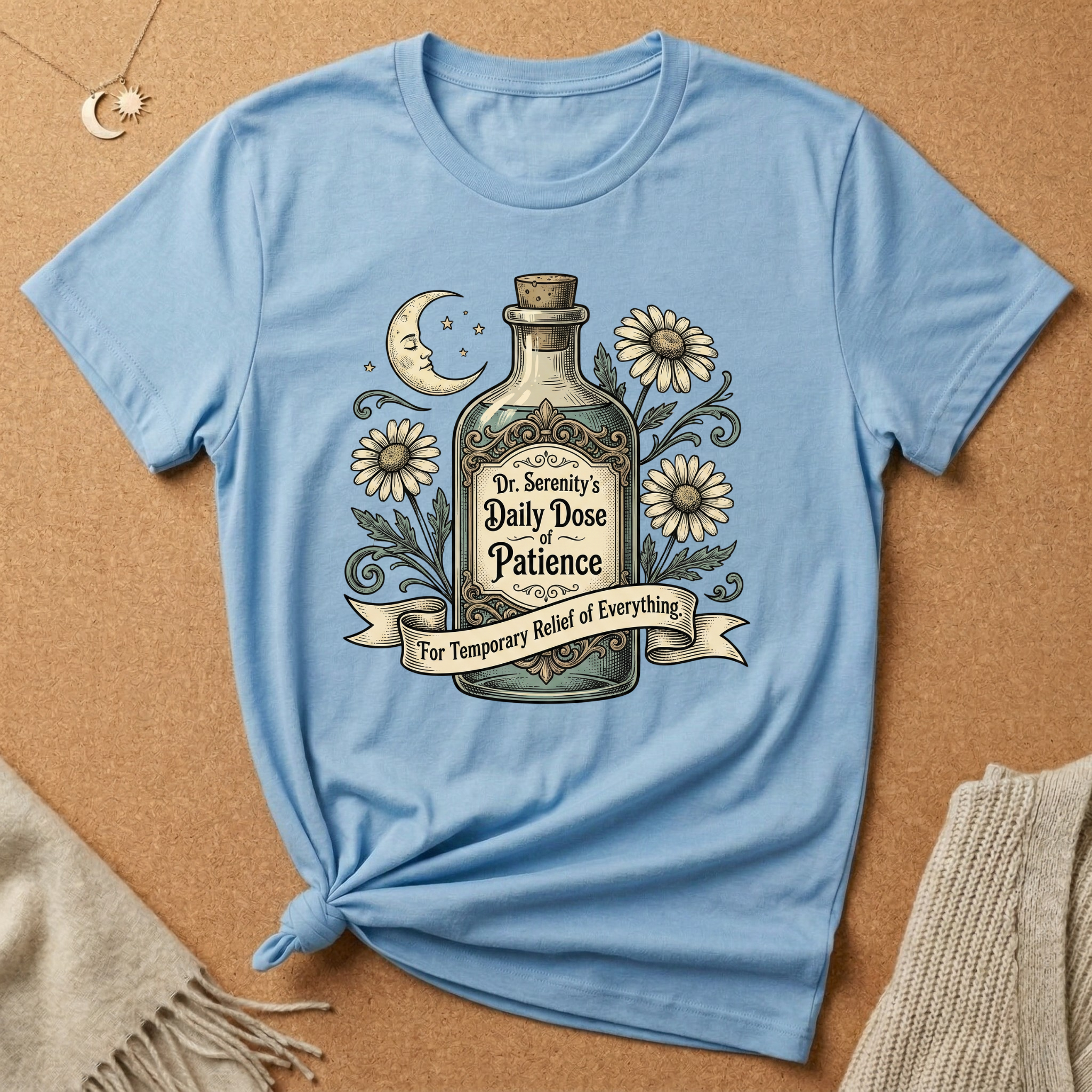 Daily Dose of Patience Apothecary Bottle Tee