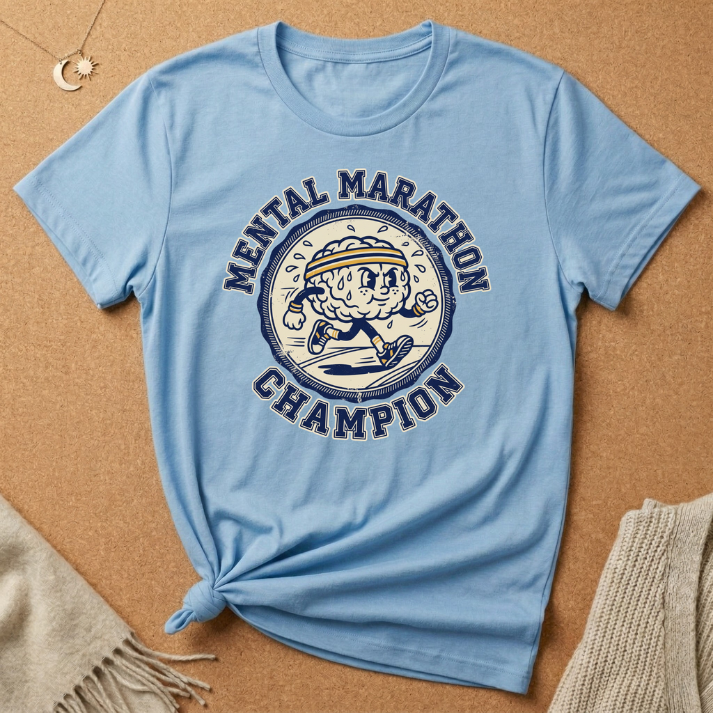 Mental Marathon Champion Brain Badge Tee