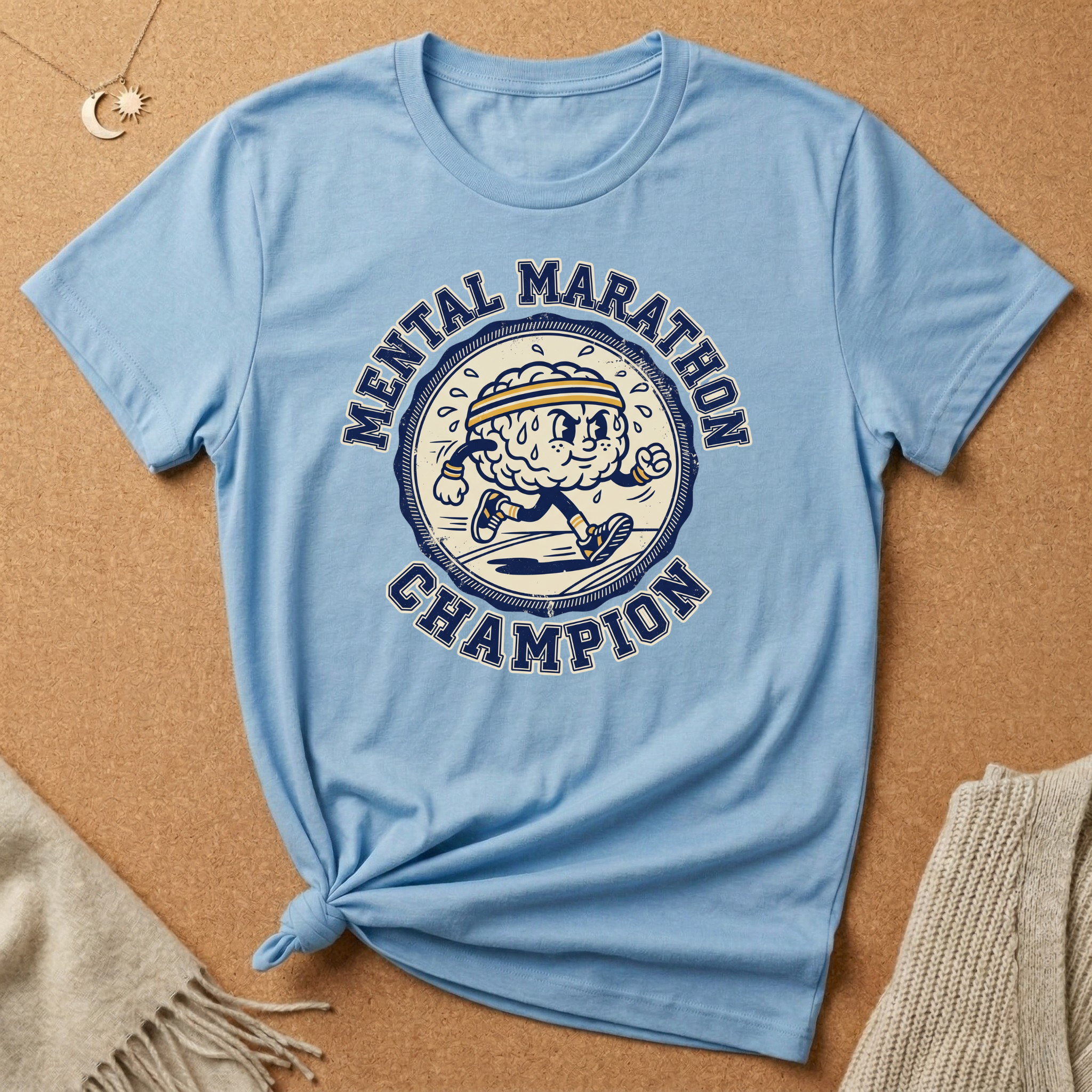 Mental Marathon Champion Brain Badge Tee