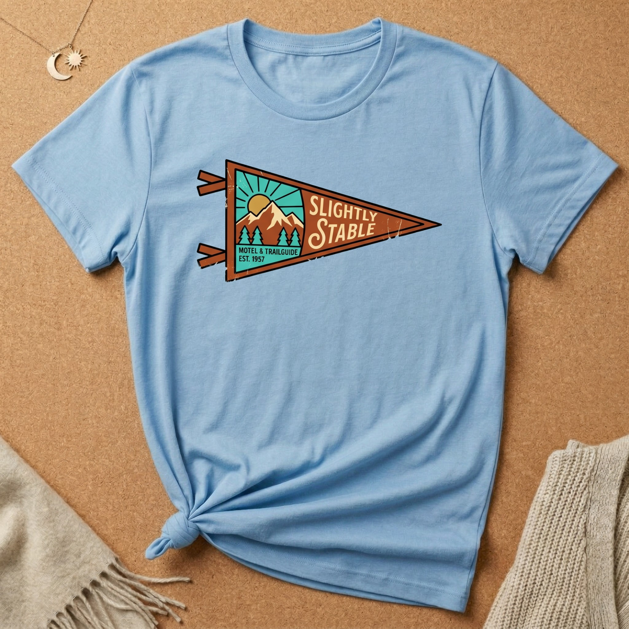 Slightly Stable with Mountains Flag Tee
