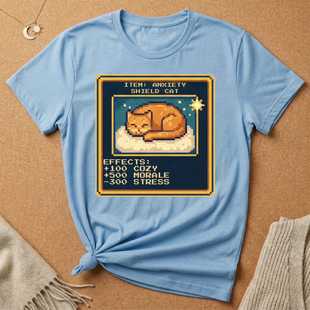 Anxiety Shield Cat Gamer Tee