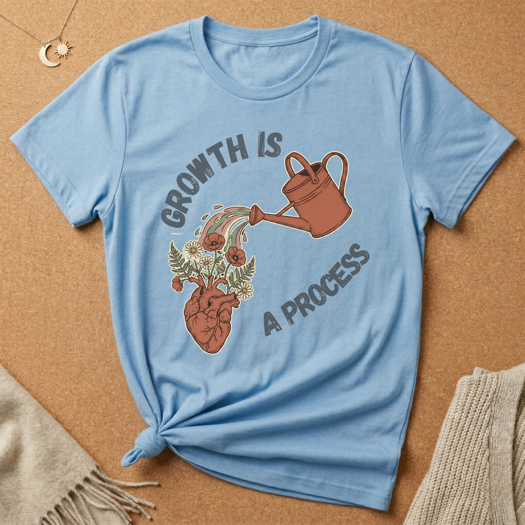 Growth Is a Process with heart and watering can Tee