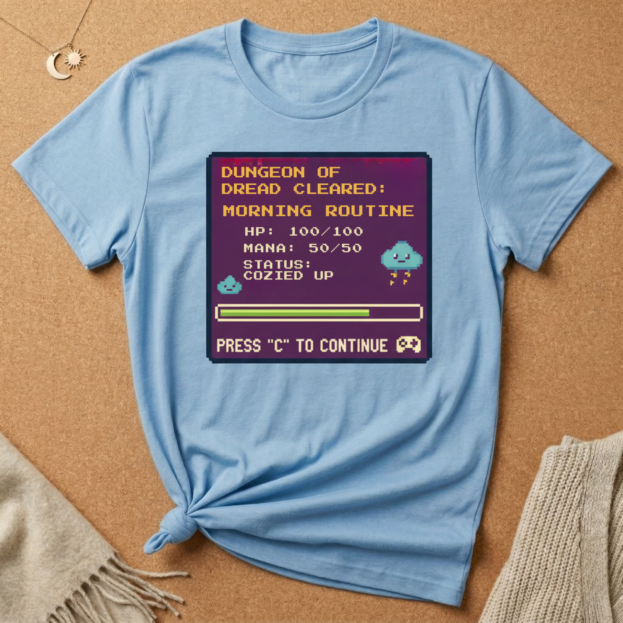 Dungeon of Dread Cleared: Morning Routine Game Tee