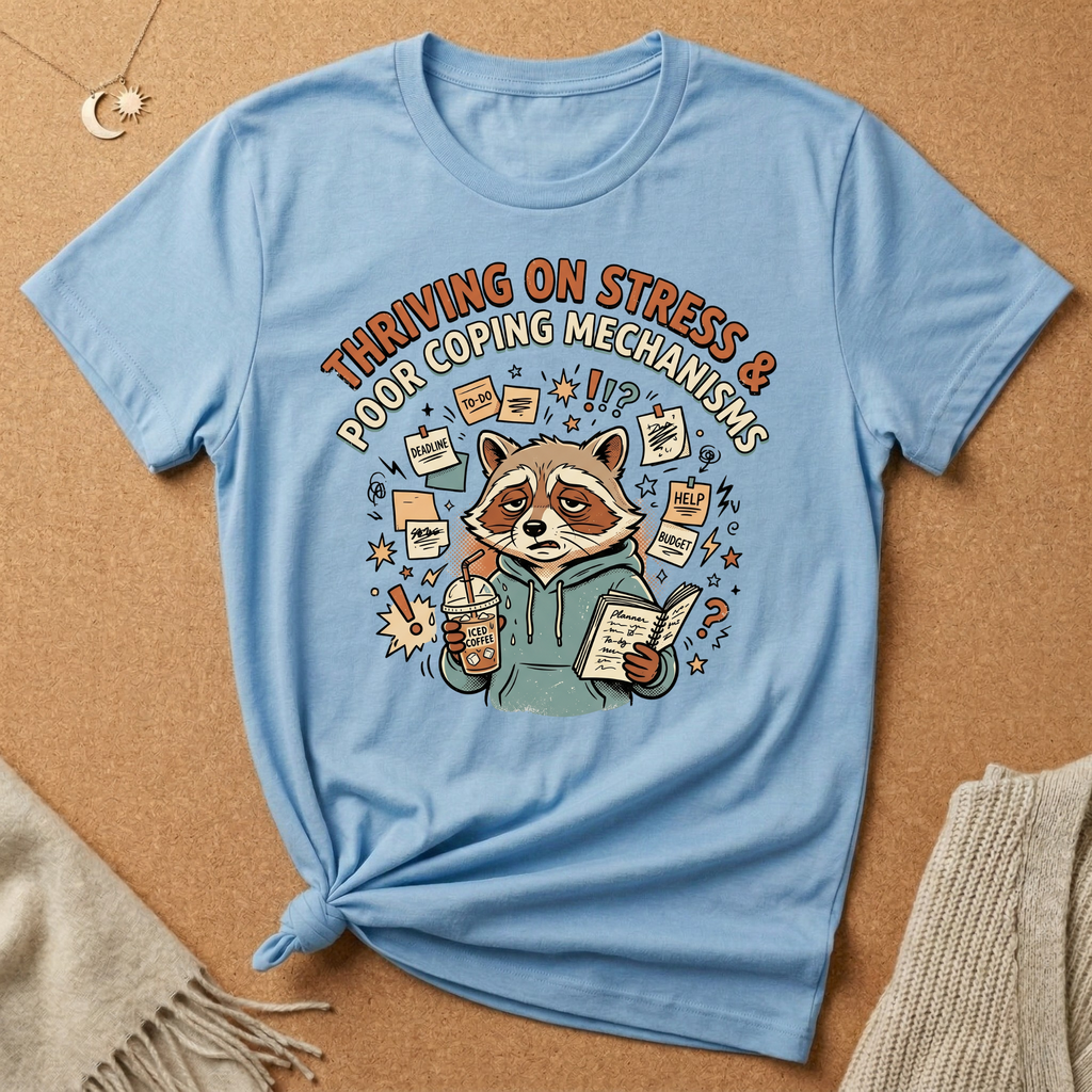 Thriving on Stress and Poor Coping Mechanisms Racoon Tee