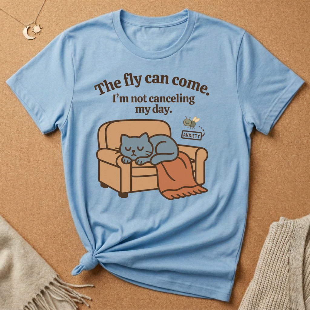The fly can come. I'm not canceling my day. Cat with Anxiety fly Tee