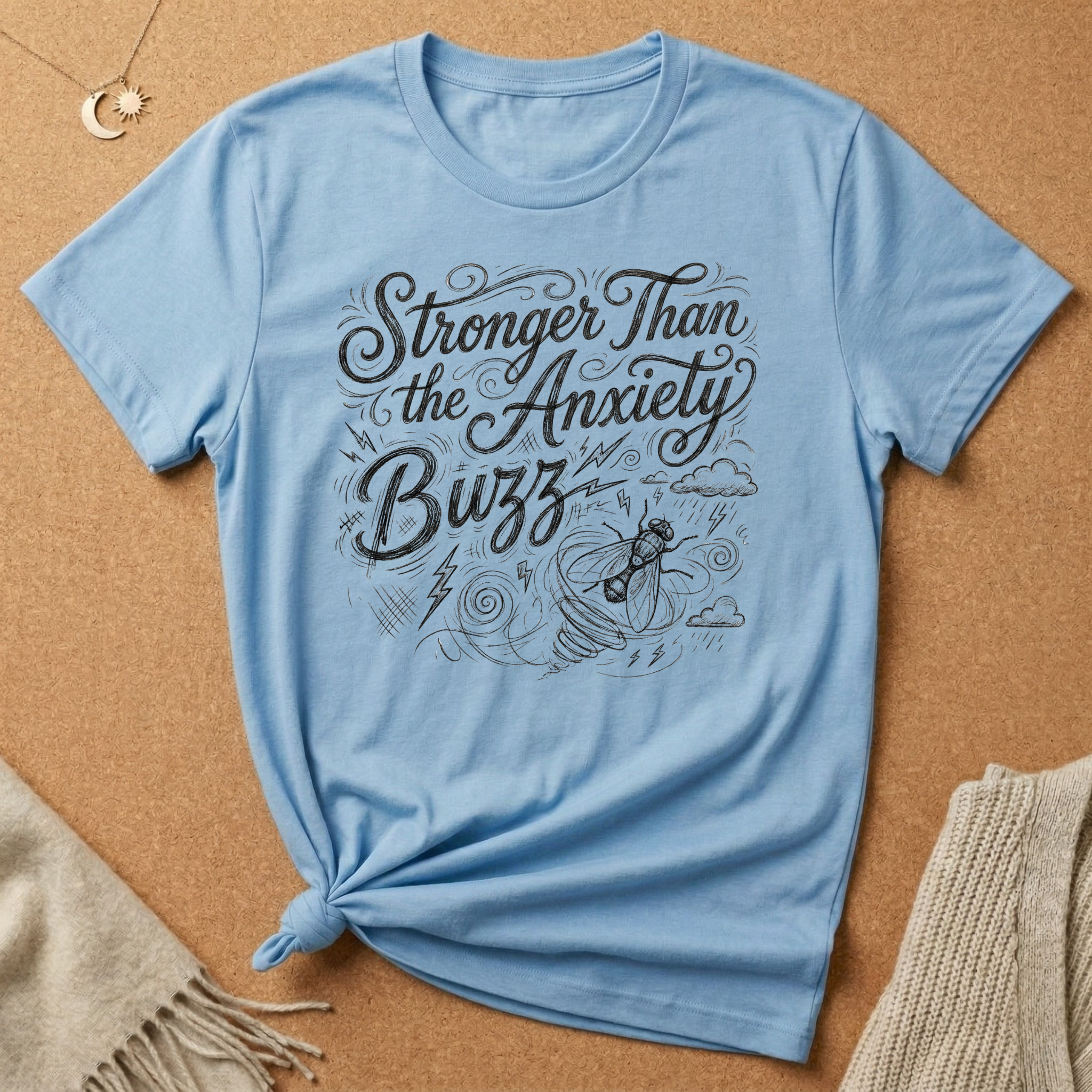 Stronger Than the Anxiety Buzz Notebook Doodle Tee