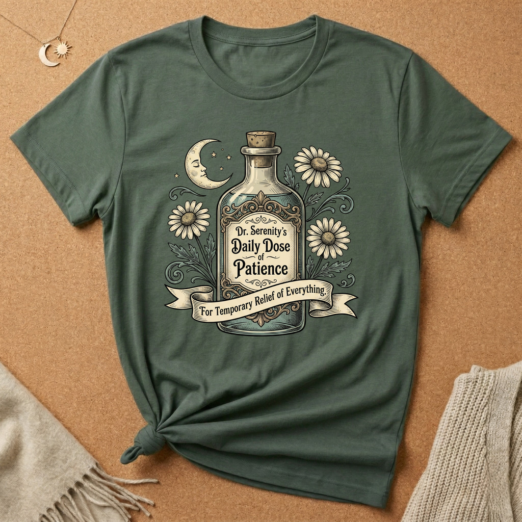 Daily Dose of Patience Apothecary Bottle Tee