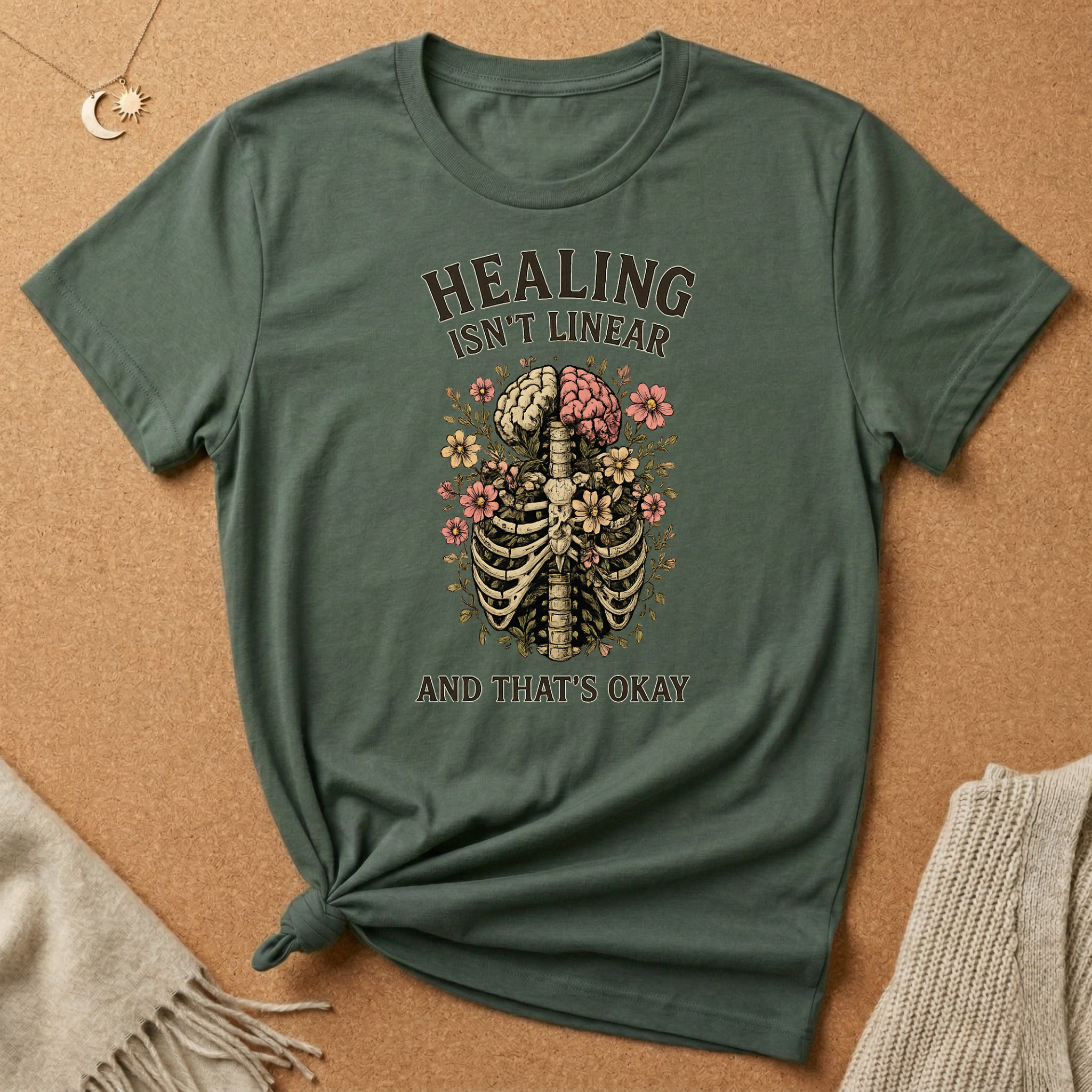 Healing Isn't Linear and That's Okay Skeleton Tee
