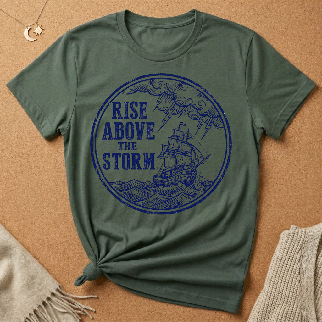 Rise Above the Storm with boat and storm Tee