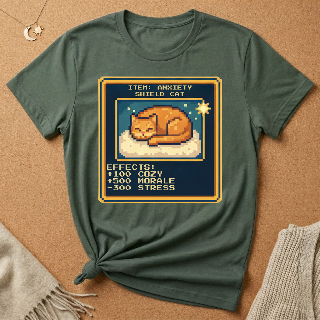 Anxiety Shield Cat Gamer Tee
