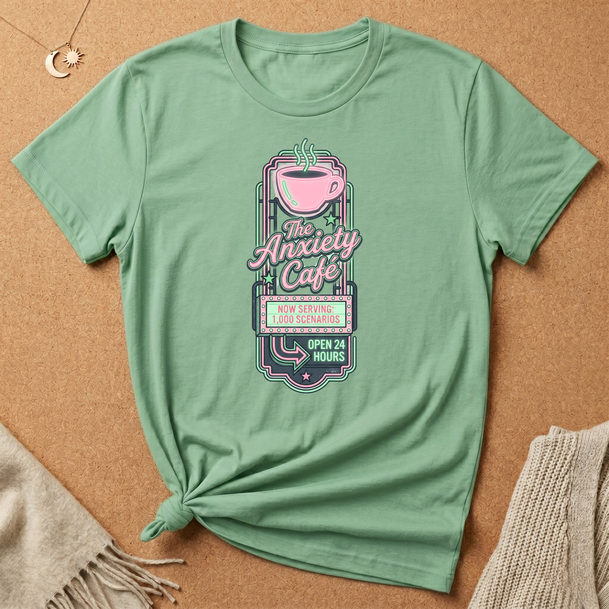 The Anxiety Cafe Neon Sign Tee