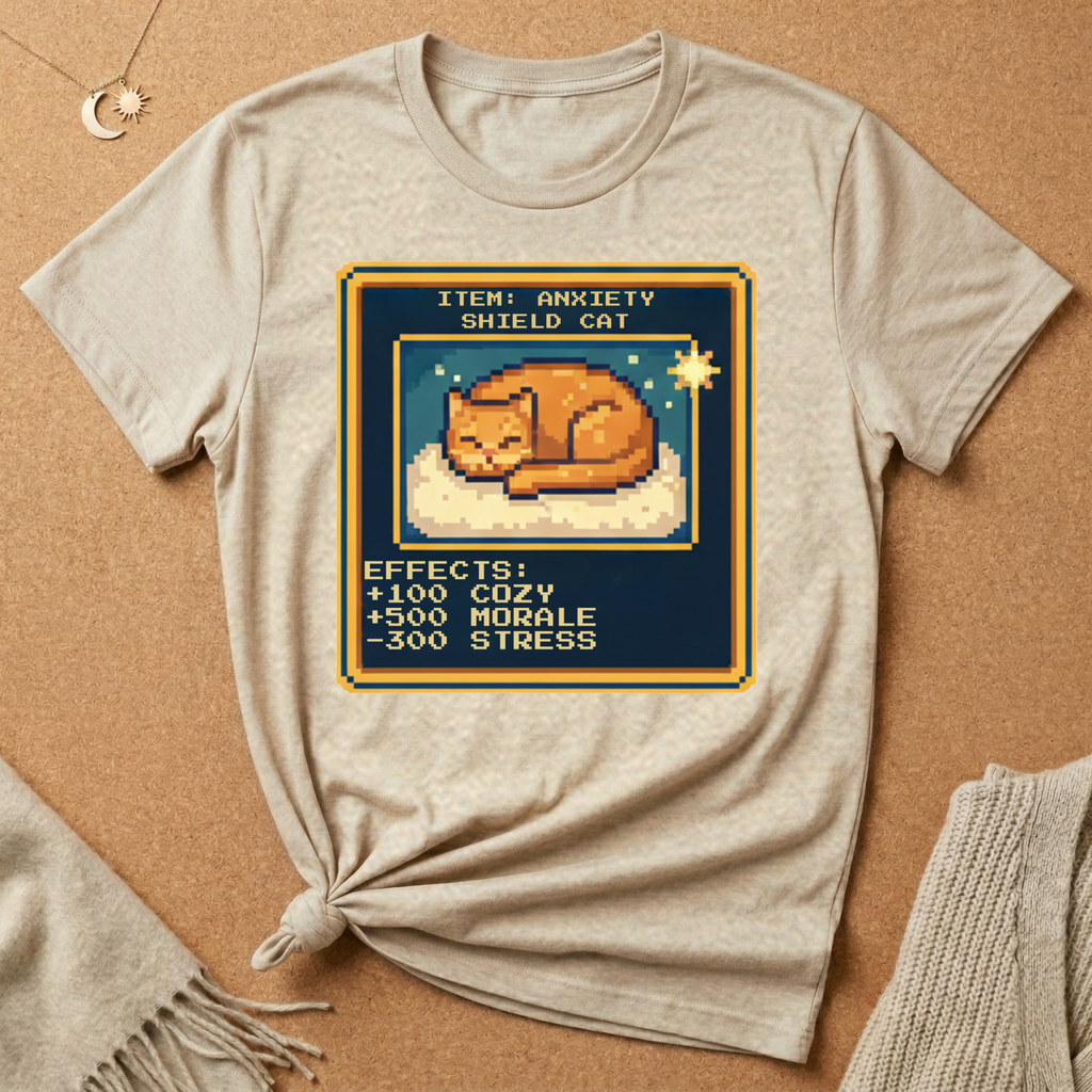 Anxiety Shield Cat Gamer Tee