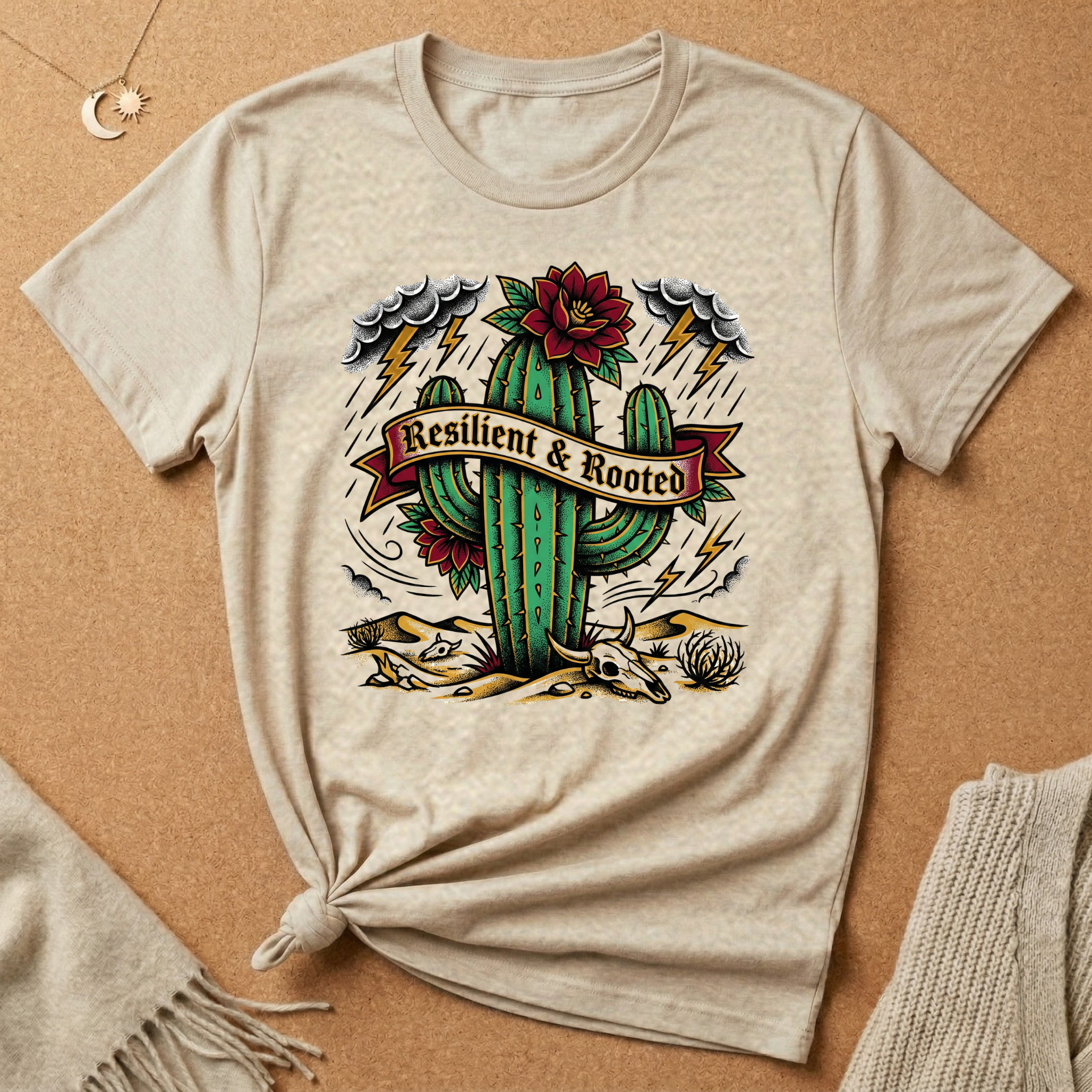 Resilient and Rooted with cactus Tee