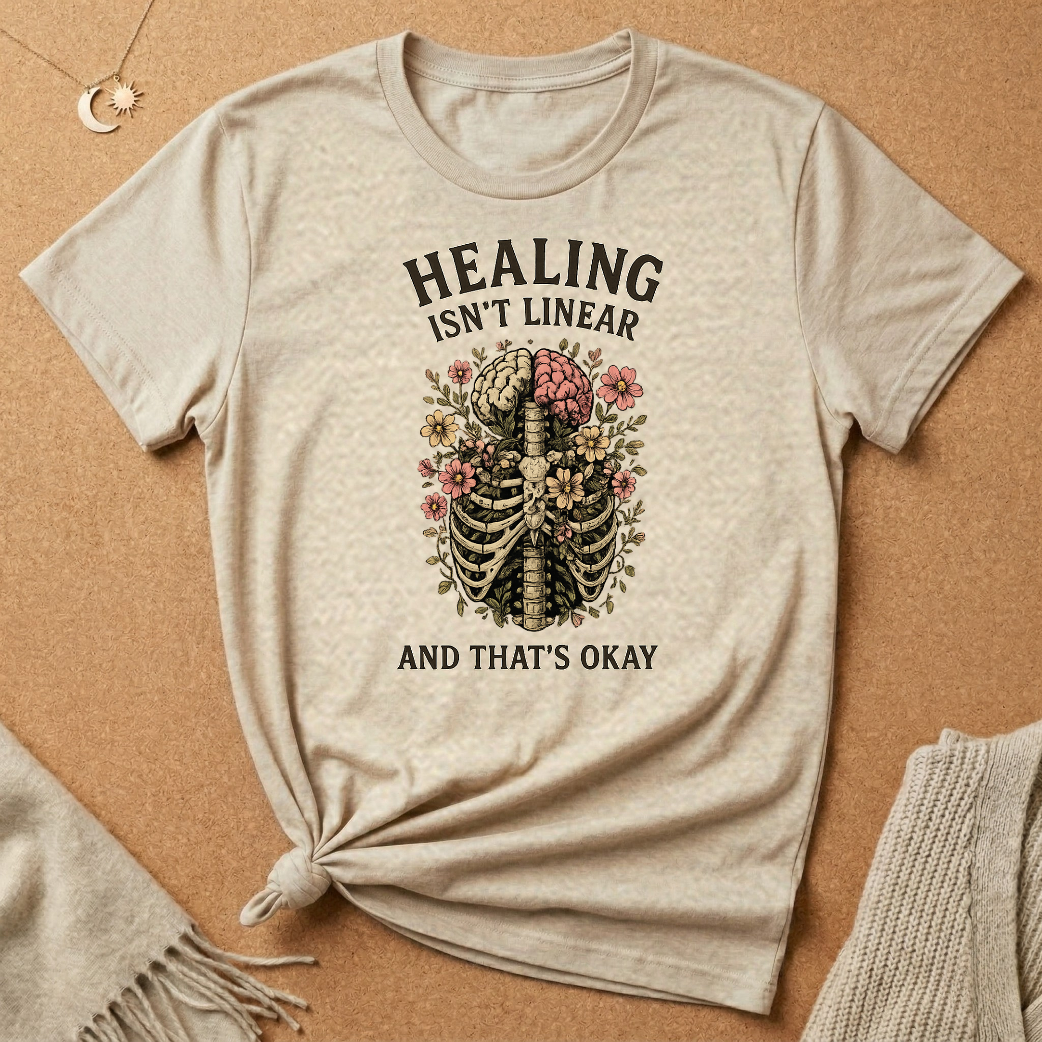 Healing Isn't Linear and That's Okay Skeleton Tee