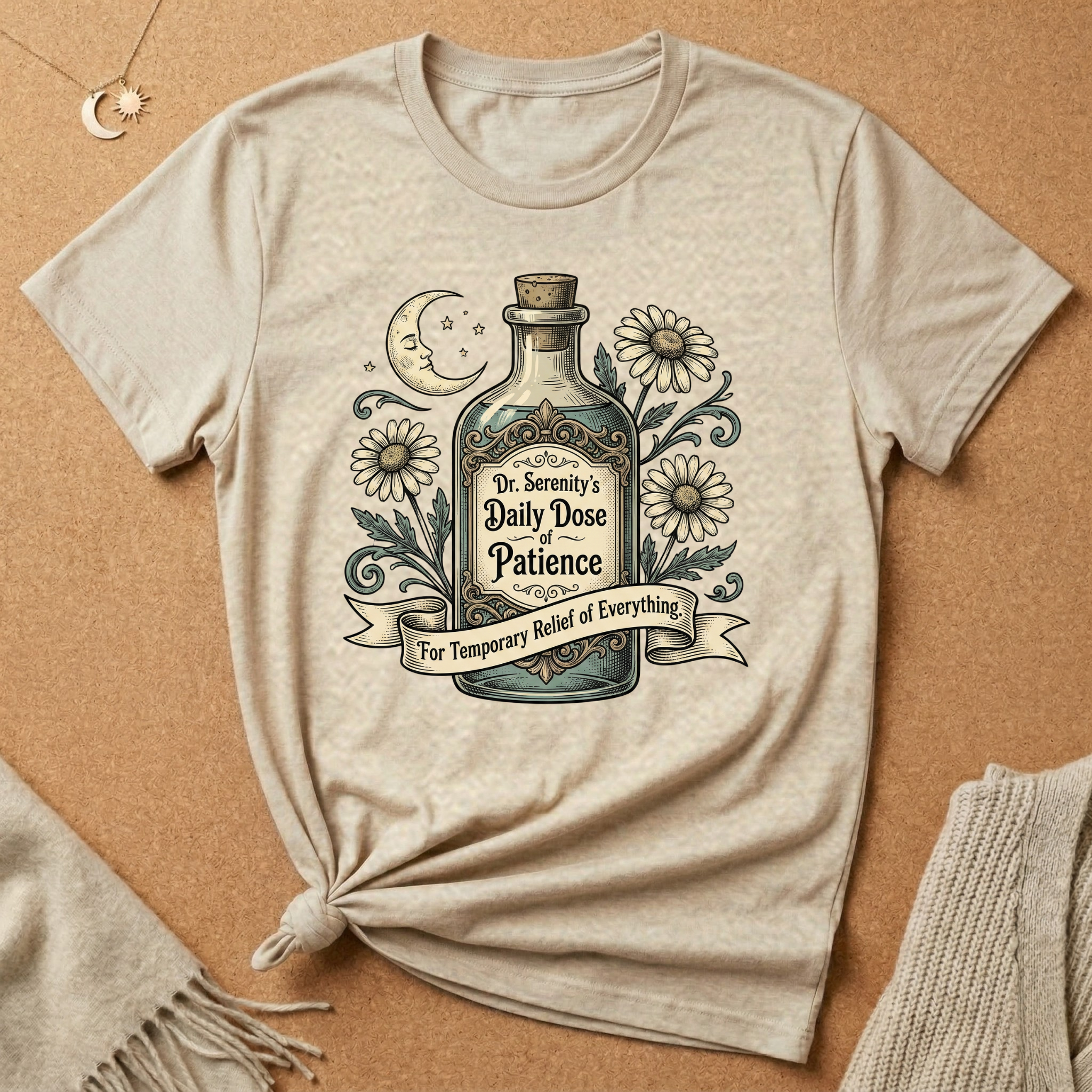 Daily Dose of Patience Apothecary Bottle Tee