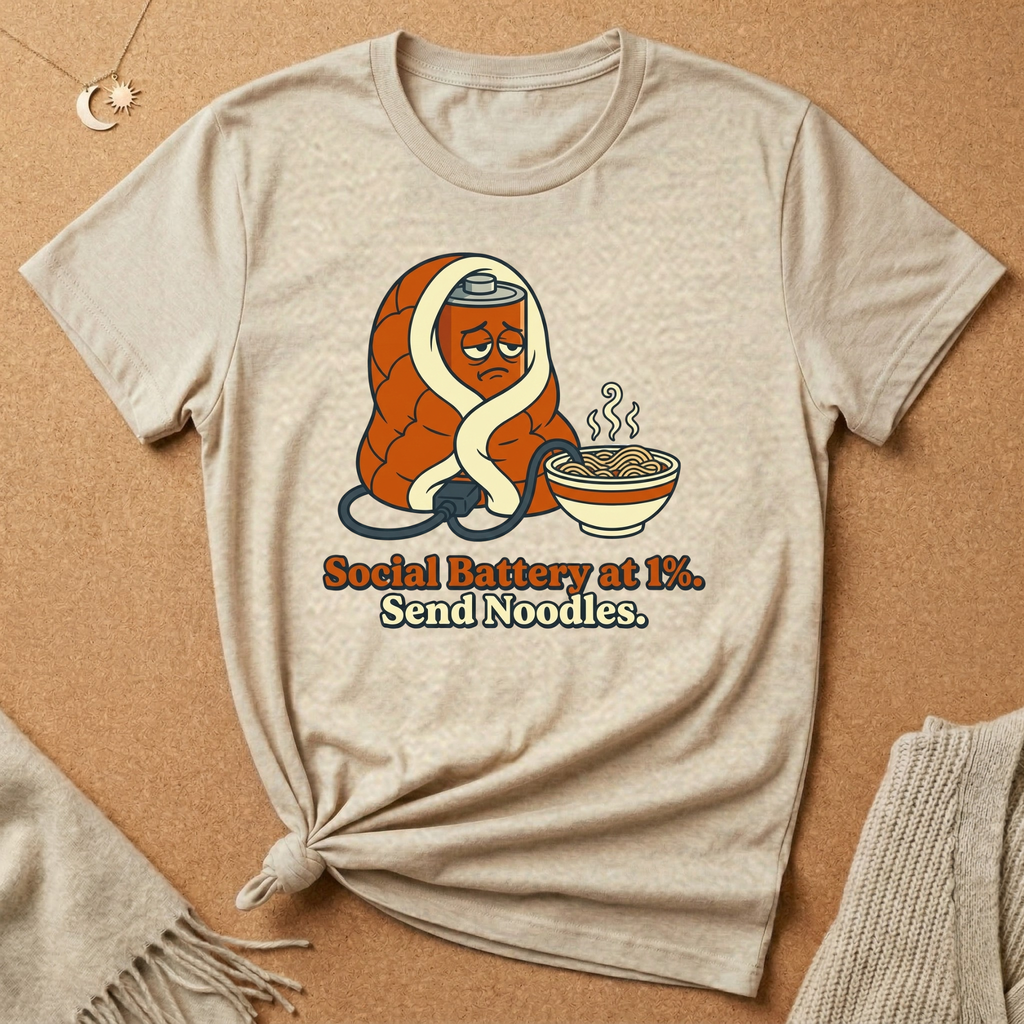 Send Noodles Social Battery in Blanket Tee