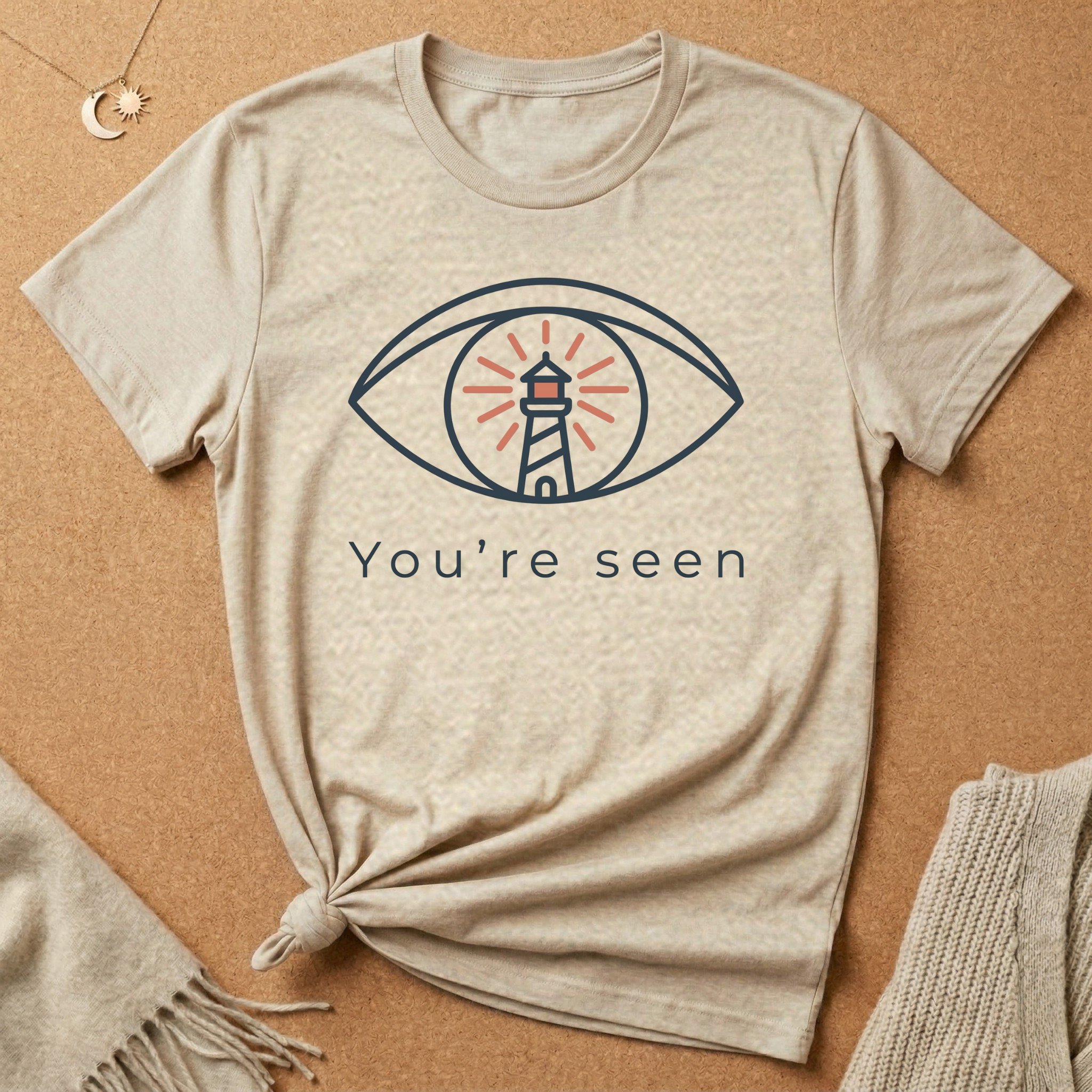 You're Seen Eye with Lighthouse Enneagram Four Core Want Tee