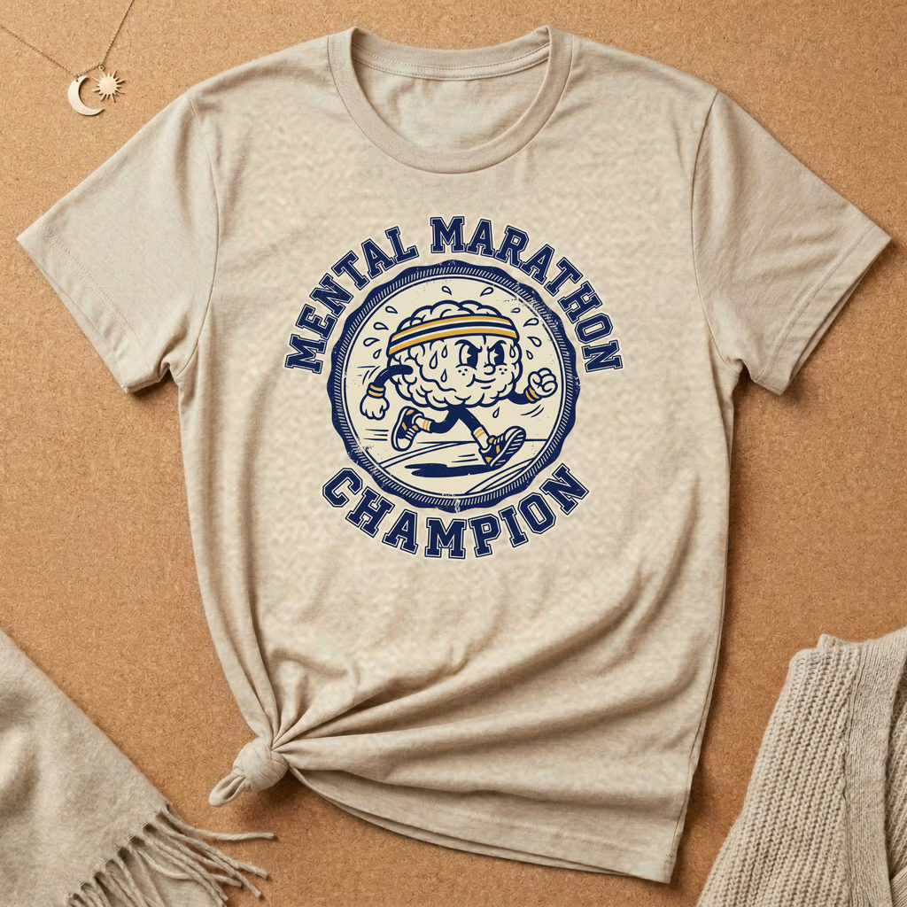 Mental Marathon Champion Brain Badge Tee