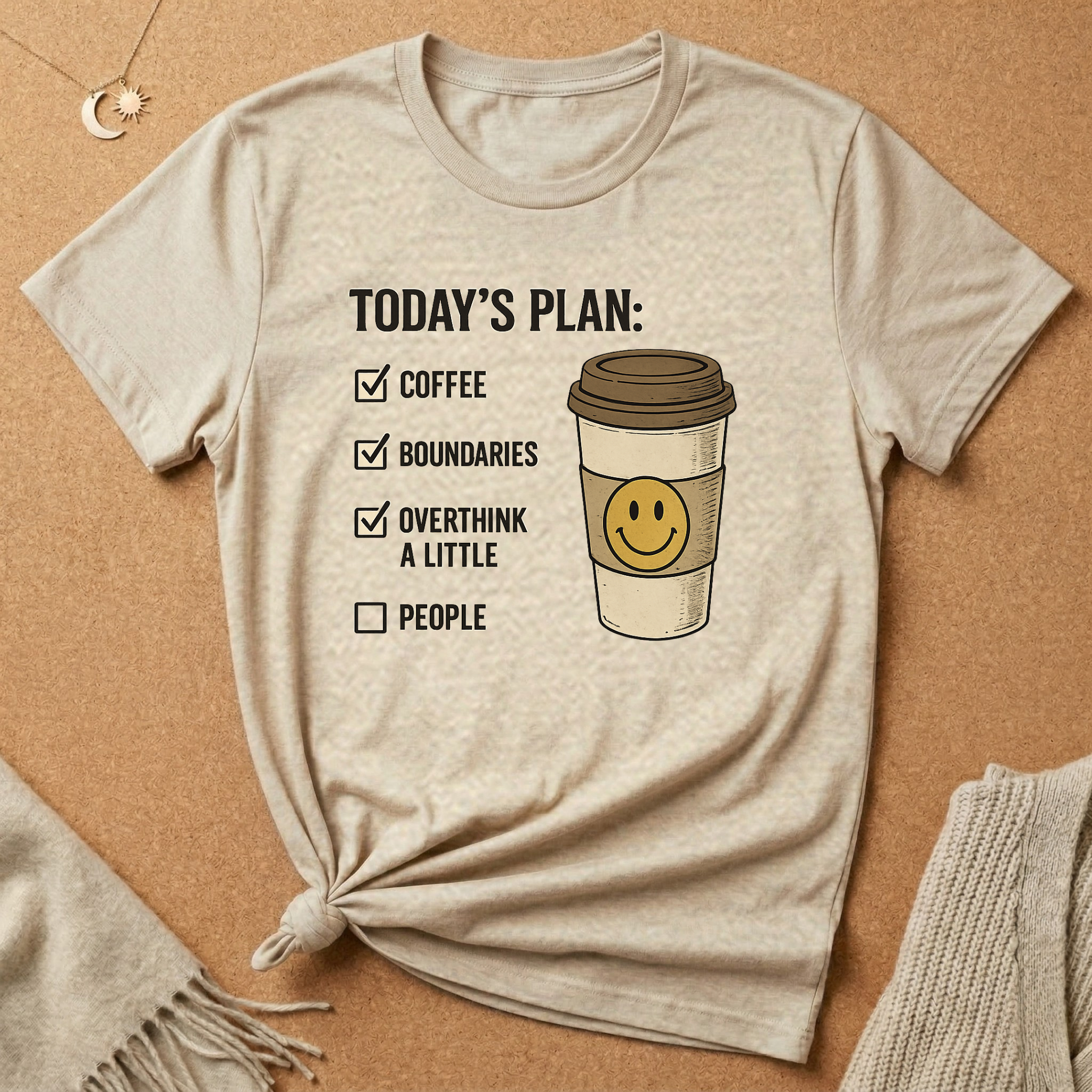 Today's Plan: Coffee Boundaries Overthink Tee