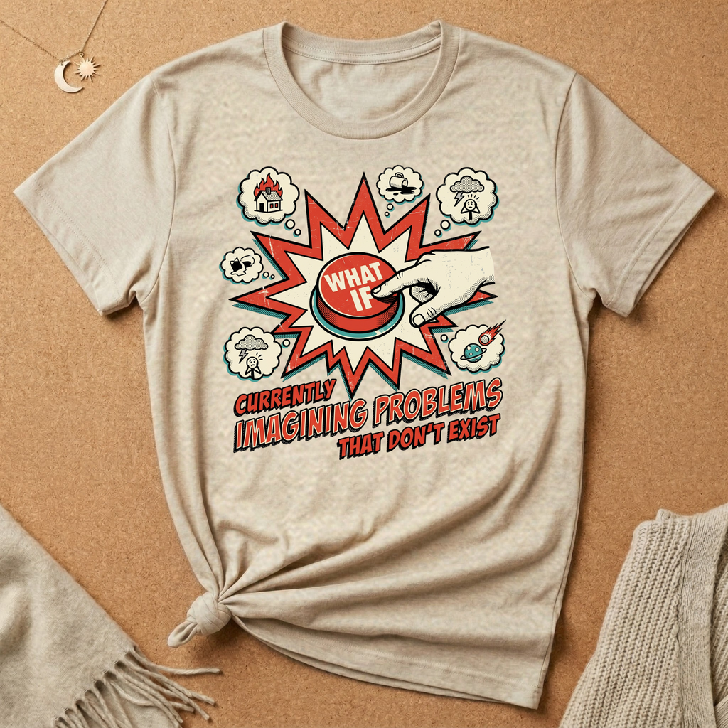 What If Button Vintage Ad Tee