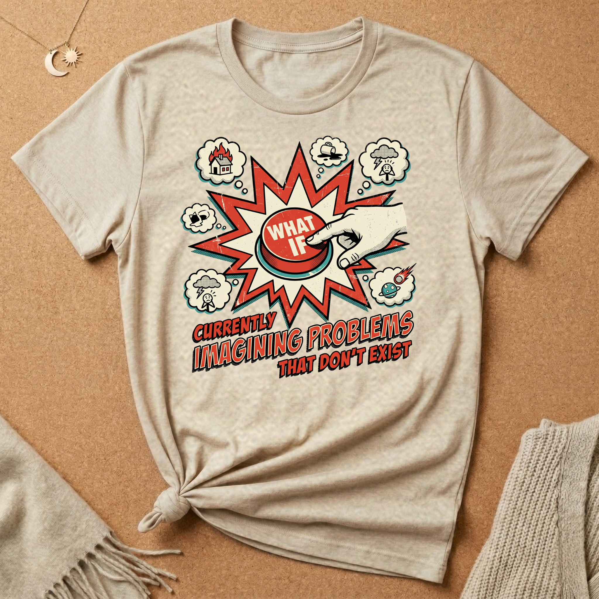 What If Button Vintage Ad Tee