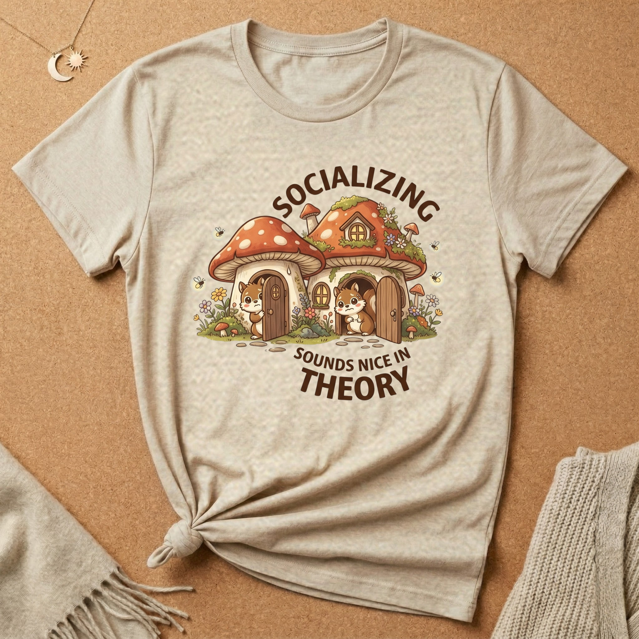 Socializing Sounds Nice In Theory Cottagecore Tee