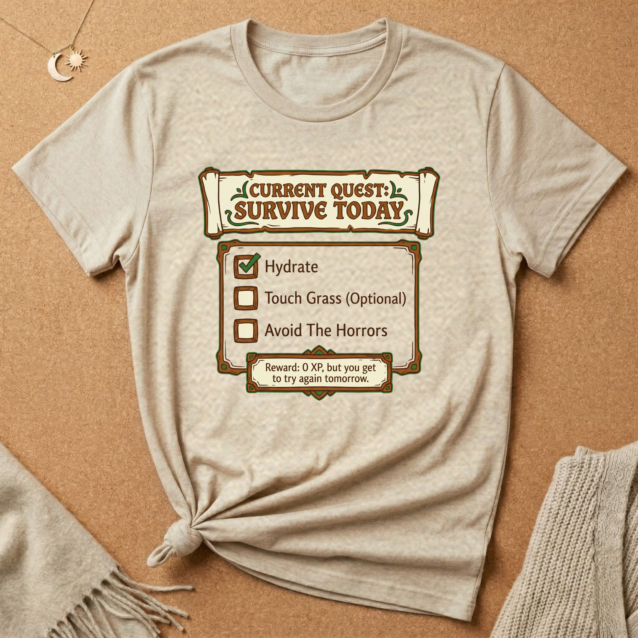 Current Quest: Survive Today RPG Tee